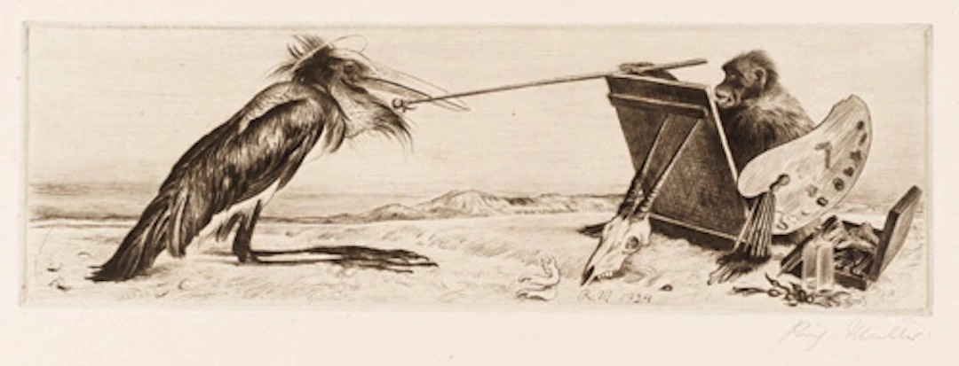 357 Richard Müller "Der Künstler (Affe, einen Marabu malend)". 1924. 1924.