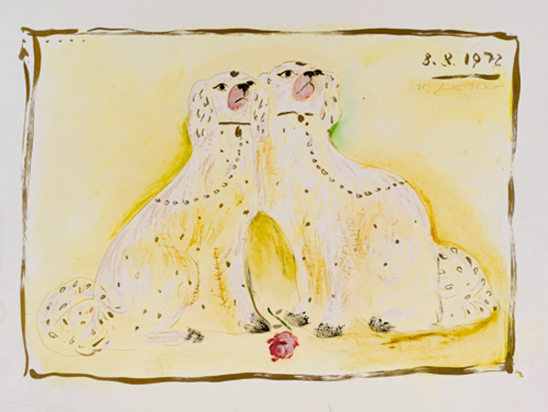 468 Herta Günther, Paar Staffordshire-Kapitäns-Hunde. 1972.