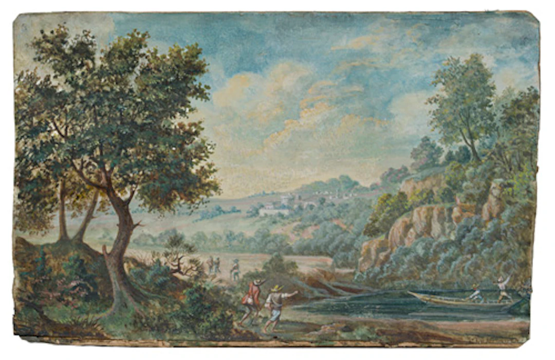 241 Christian Gottfried Morasch, Sächsische Landschaft mit Wanderern