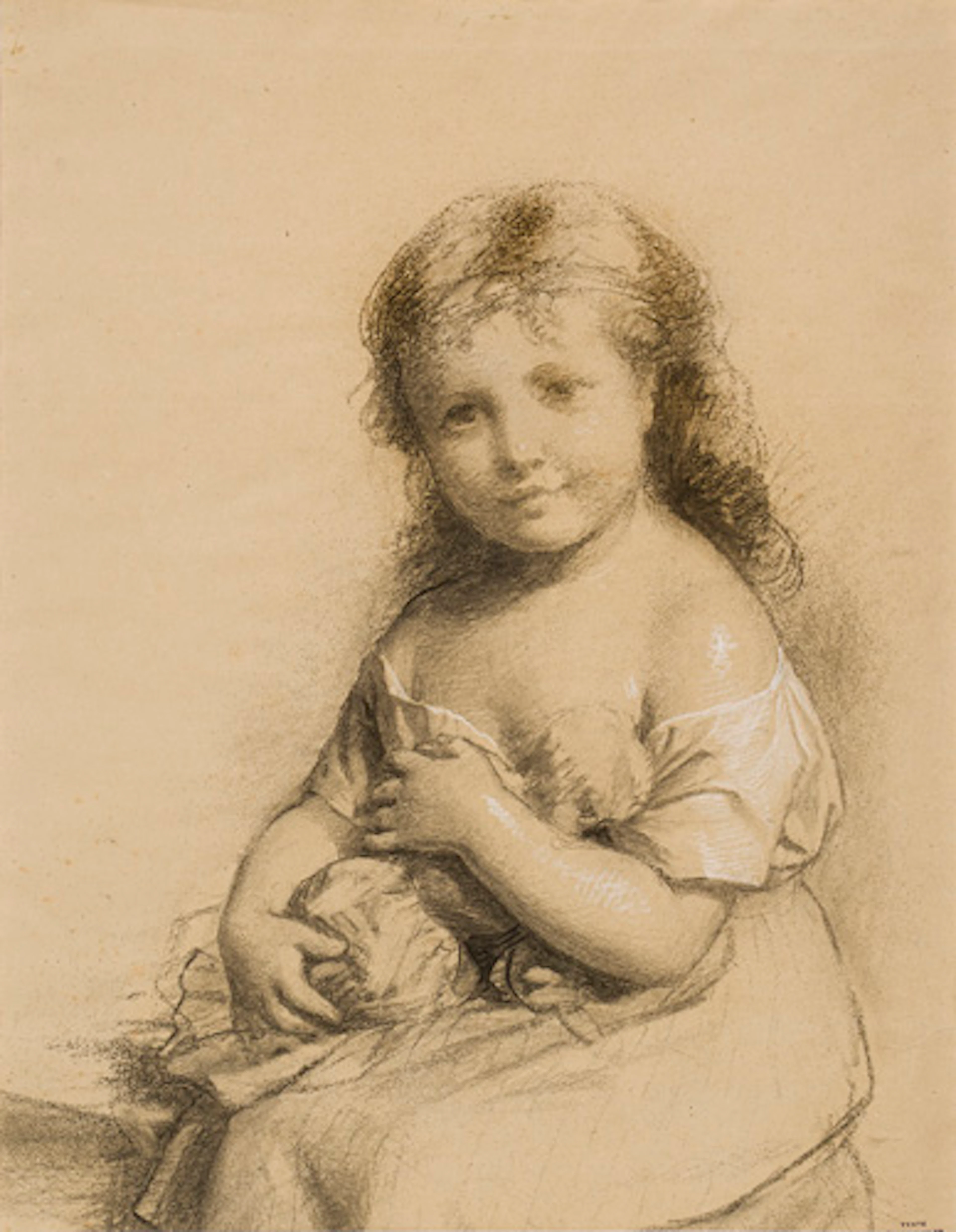 394 Fritz Zuber-Bühler, Sitzendes Mädchen. 1850–1891.