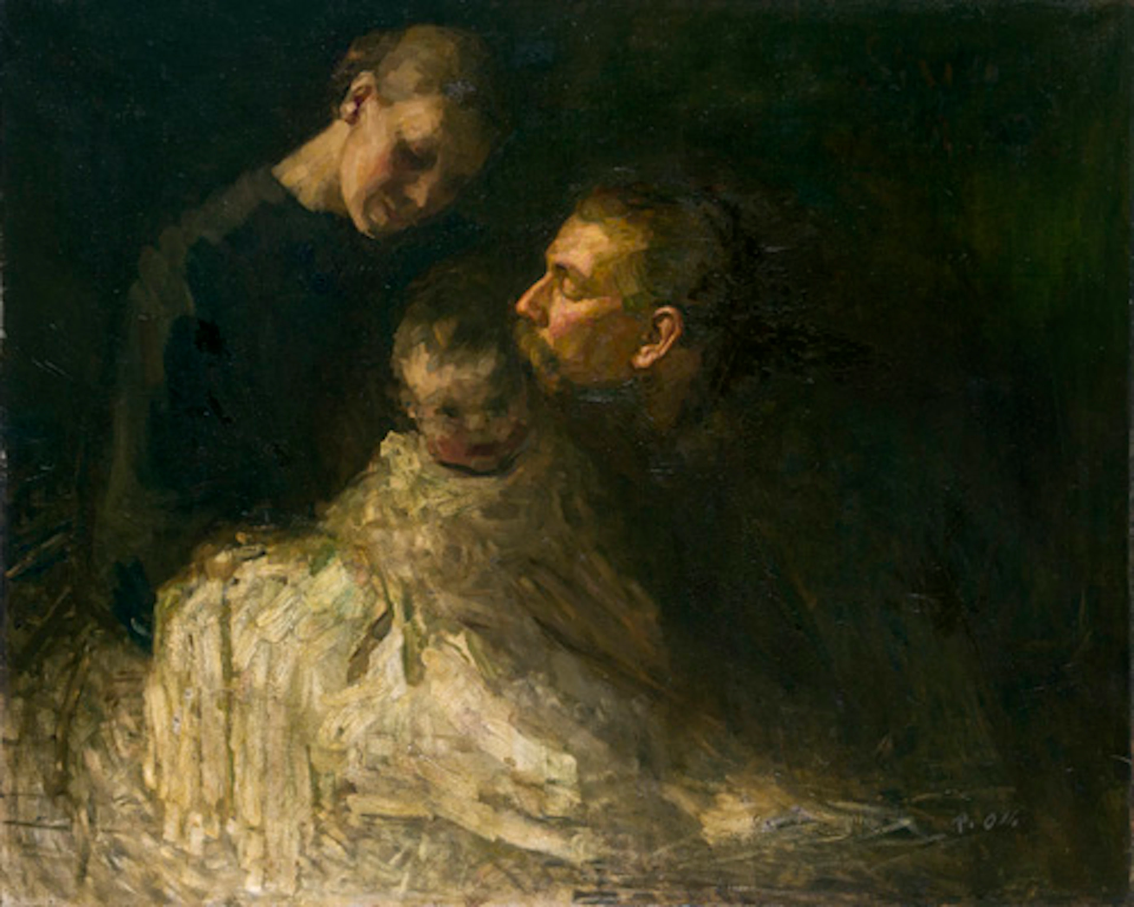 079 Rudolf Otto, Selbstbildnis mit Familie (?). 1920er/1930er Jahre.