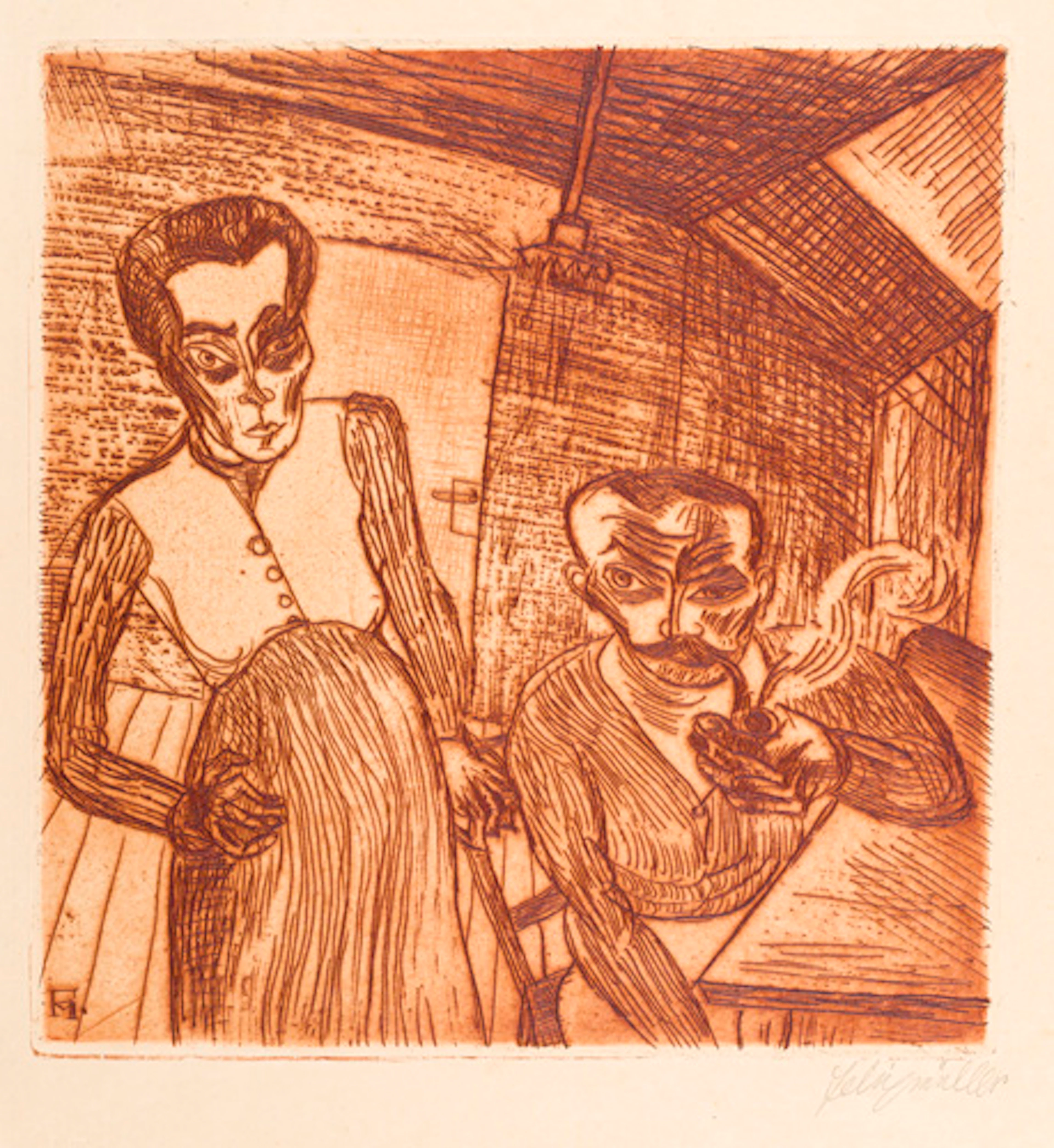 274 Conrad Felixmüller "Arbeiterpaar (Ehepaar Schnabel)". 1920.