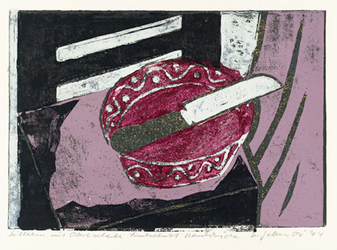 454 Helmut Gebhardt "Stillleben mit Obstschale". 1974.