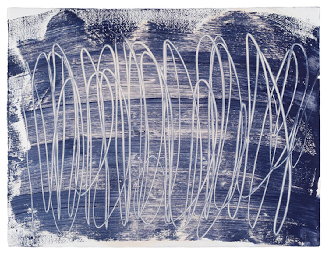 464 Eberhard Göschel, Dichte Schwünge vor Blau. 2019.
