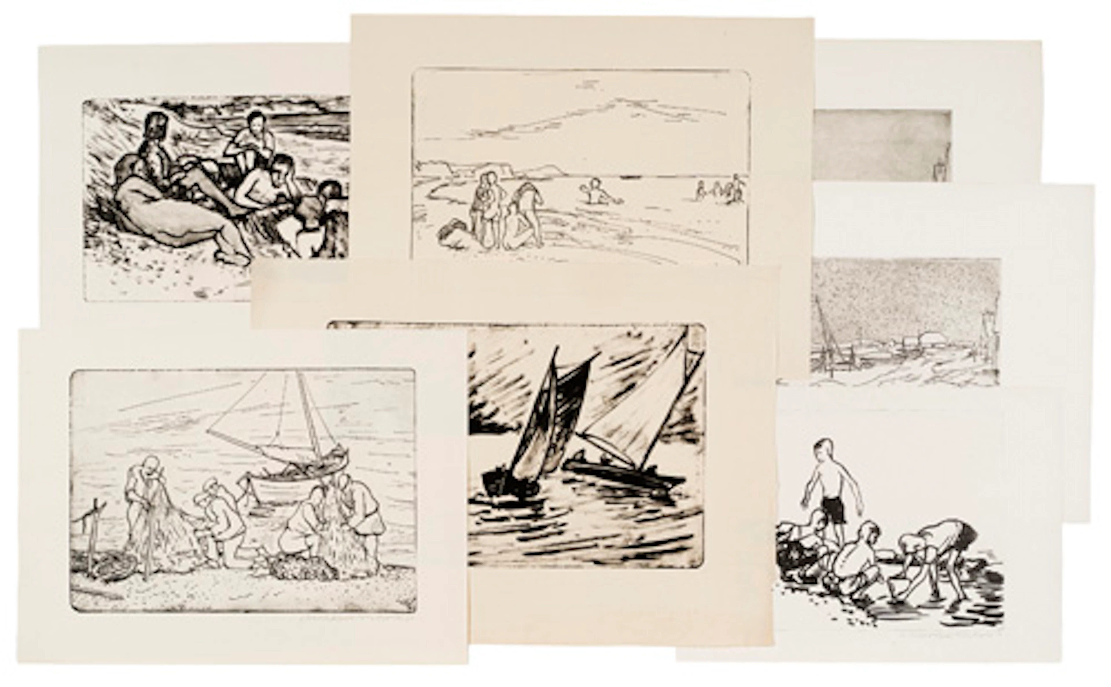 484 Erhard Hippold, Ostsee – Ahrenshoop – sieben Radierungen und Lithografien.