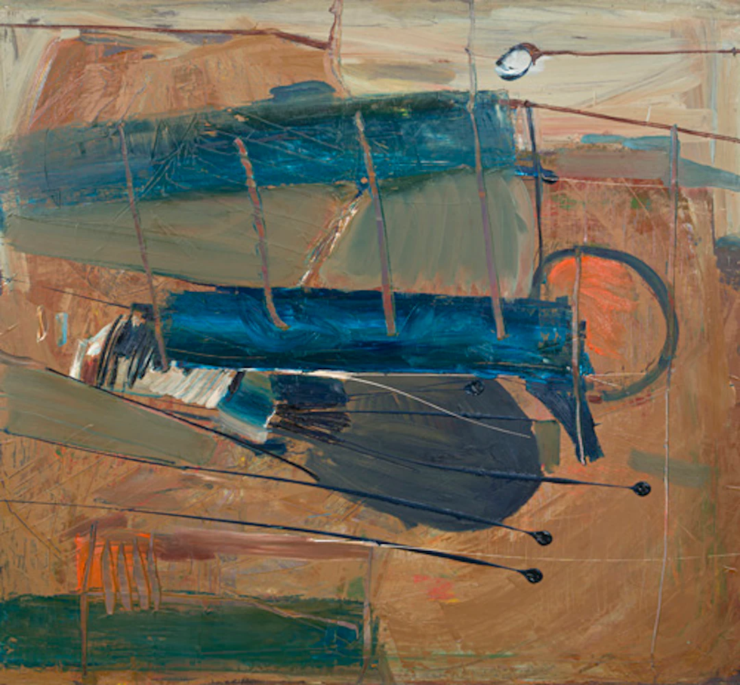 118 Andreas Bliemel, Ohne Titel (Landschaft mit blauer Form). 1987.