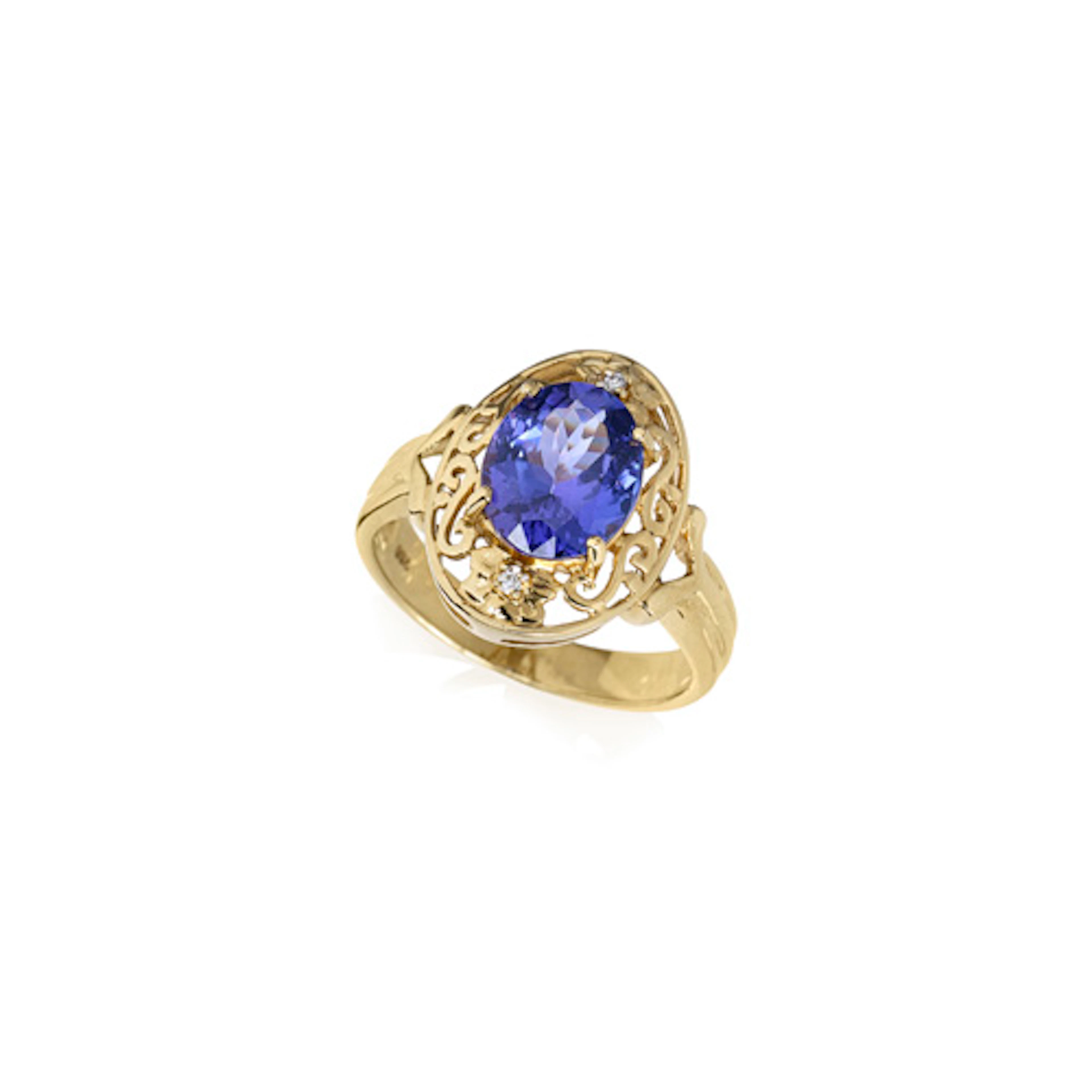 797 Ovaler Tansanit-Ring mit floralem Design (ca. 2,7 ct).