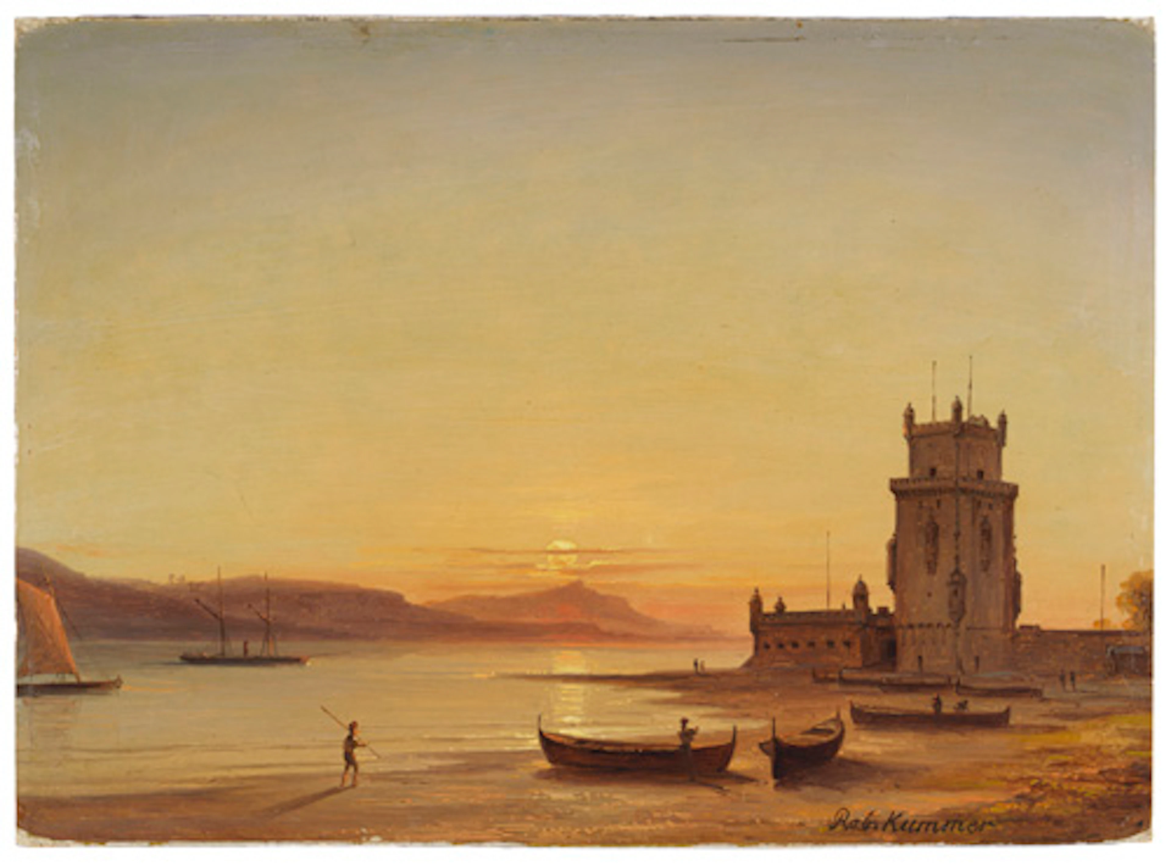 024 Carl Robert Kummer "Einfahrt in den Tejo mit dem Turm von Belém