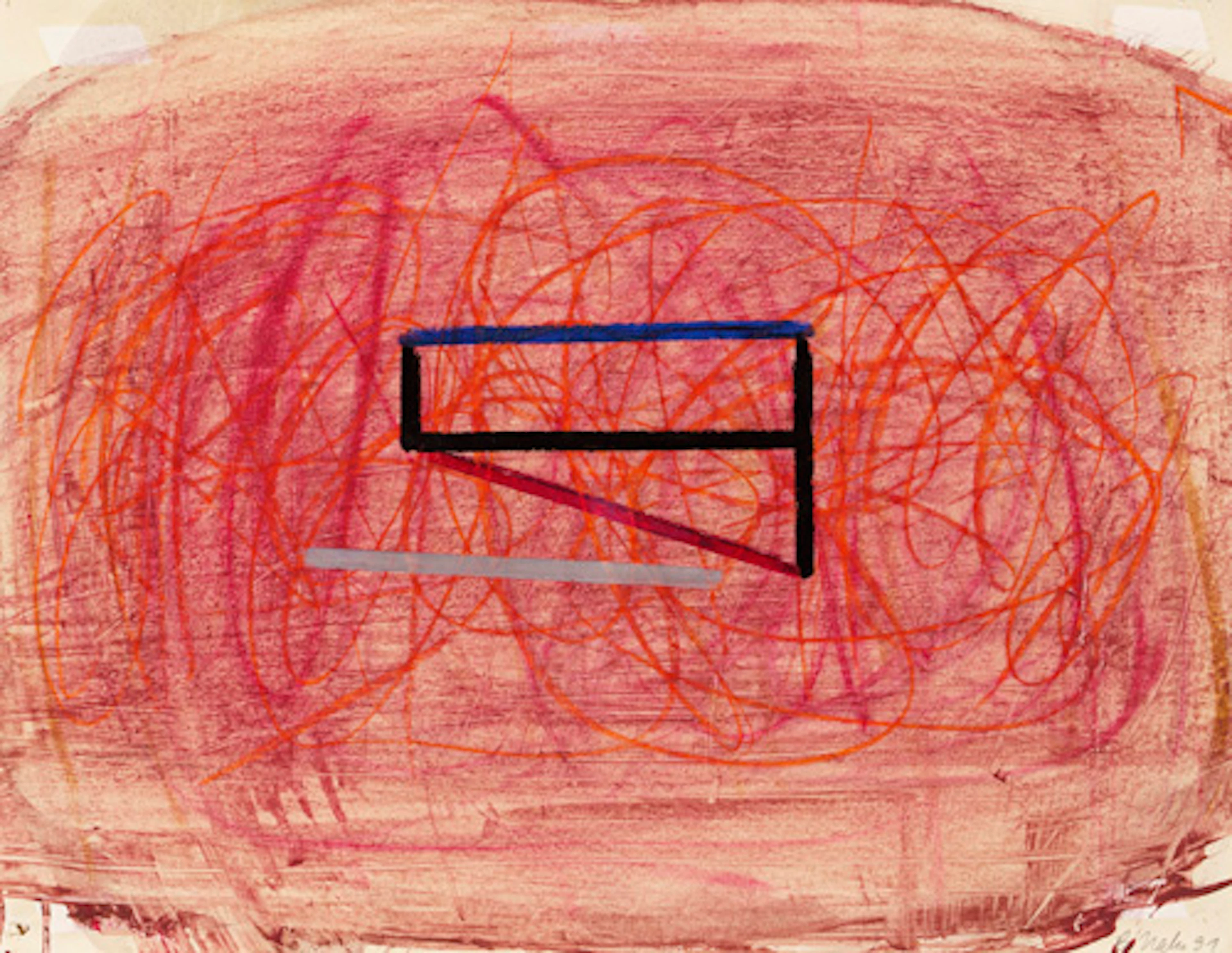 139 Bernd Hahn "Linien auf Rosa". 1991.
