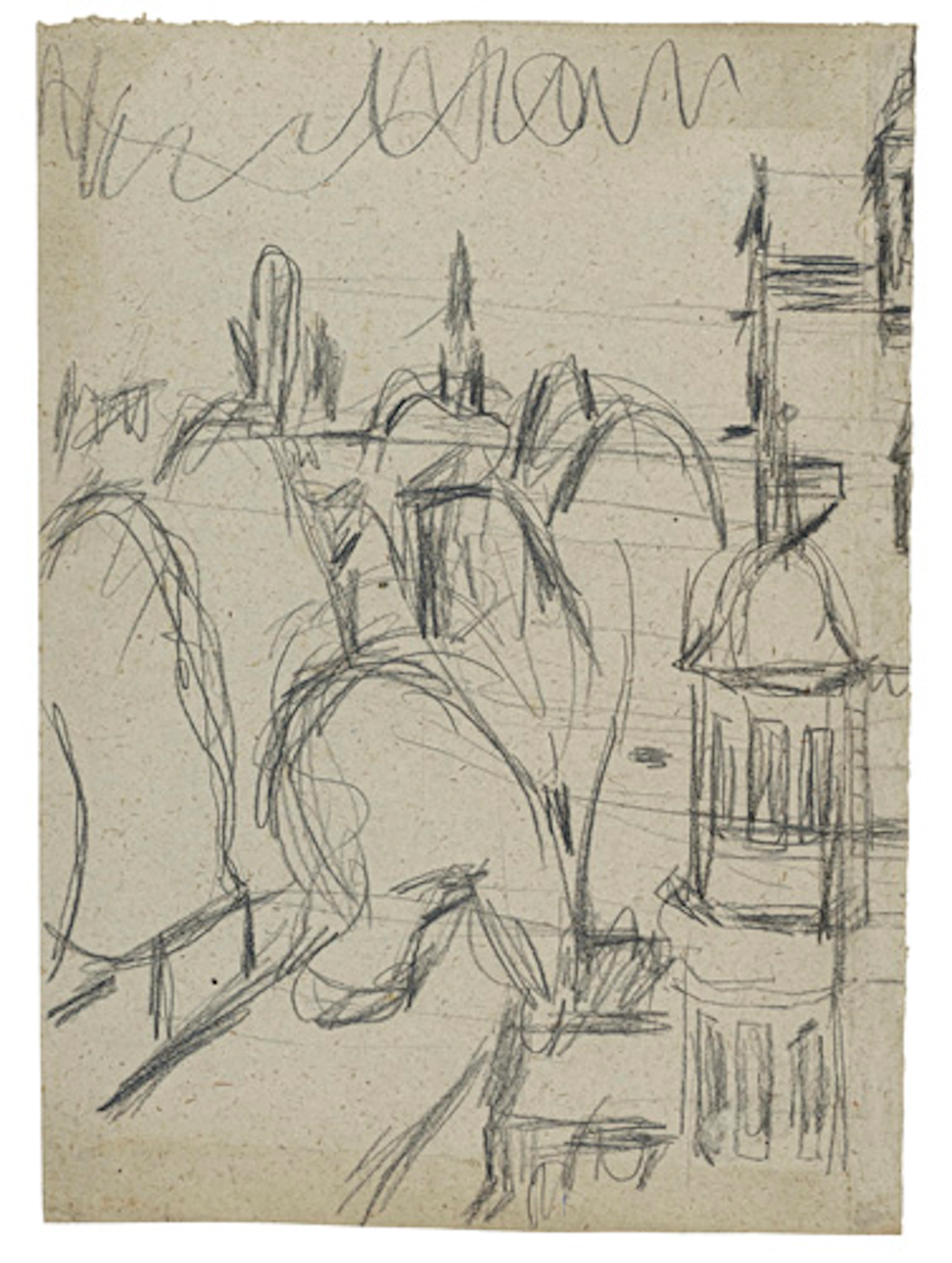 390 Albert Wigand "Haus mit Erker, Park und Kirchturm – Striesener