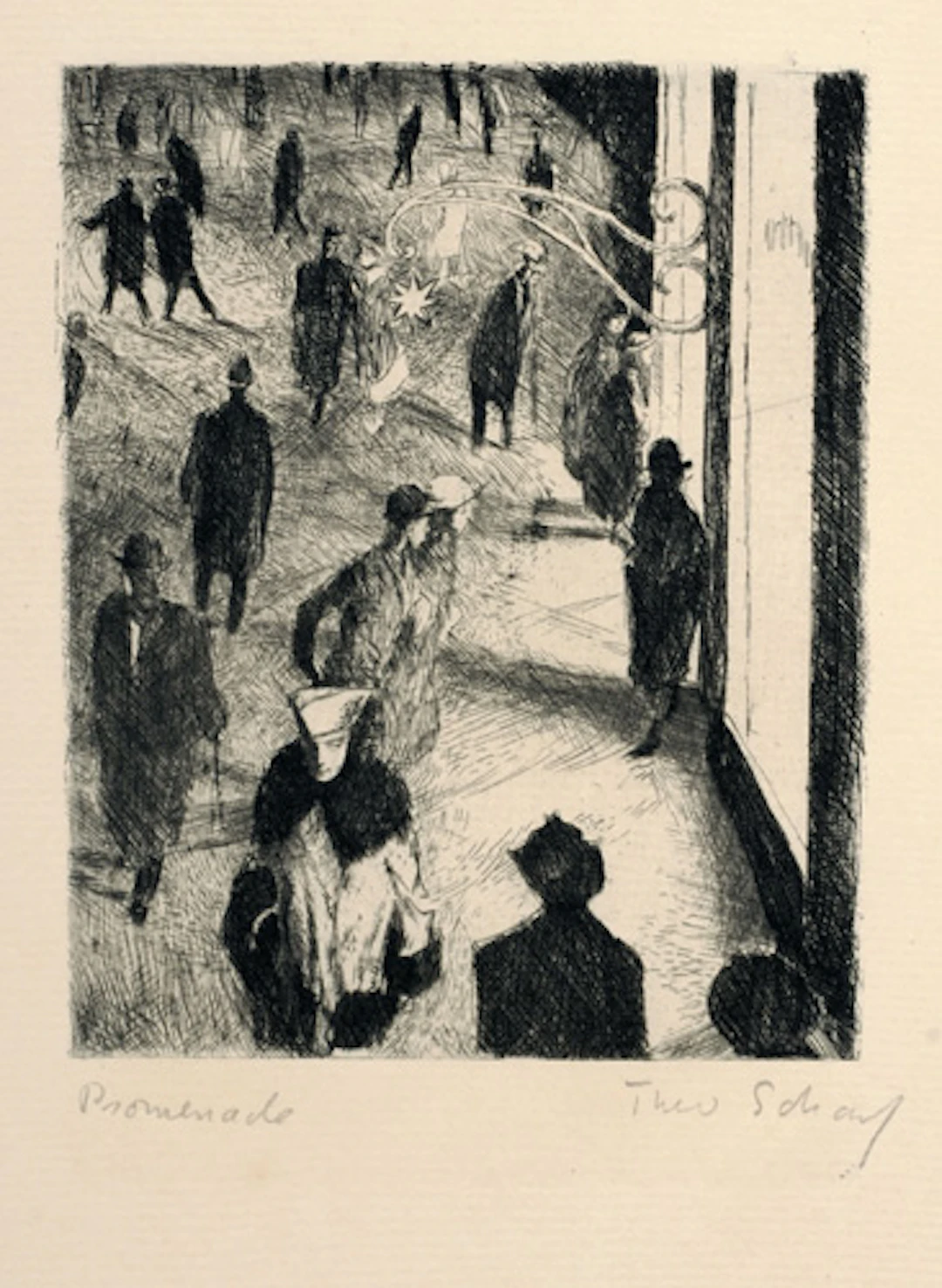 369 Theodor Eduard Scharf, Sieben Grafiken aus der Folge "Stadt bei