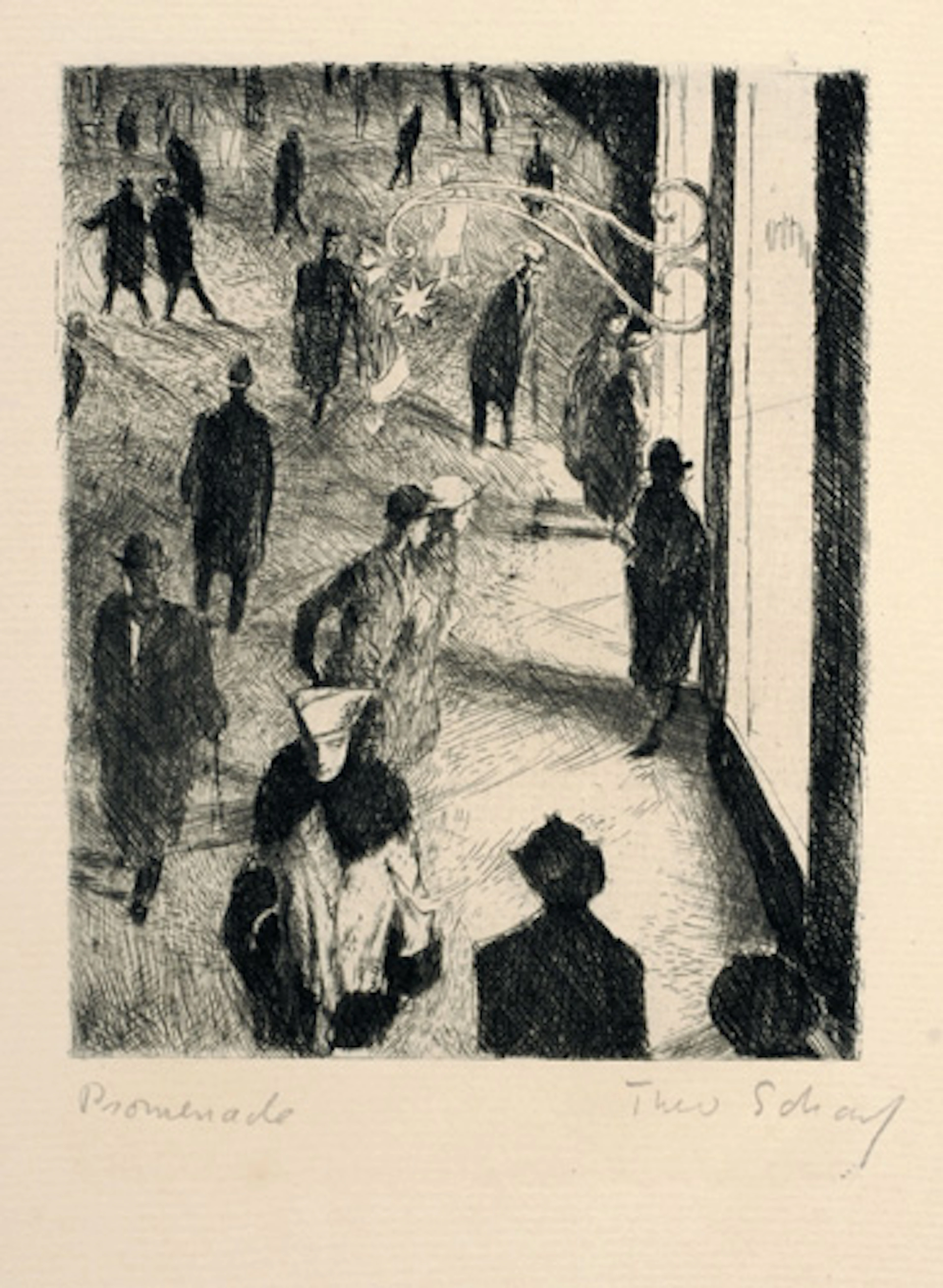 369 Theodor Eduard Scharf, Sieben Grafiken aus der Folge "Stadt bei