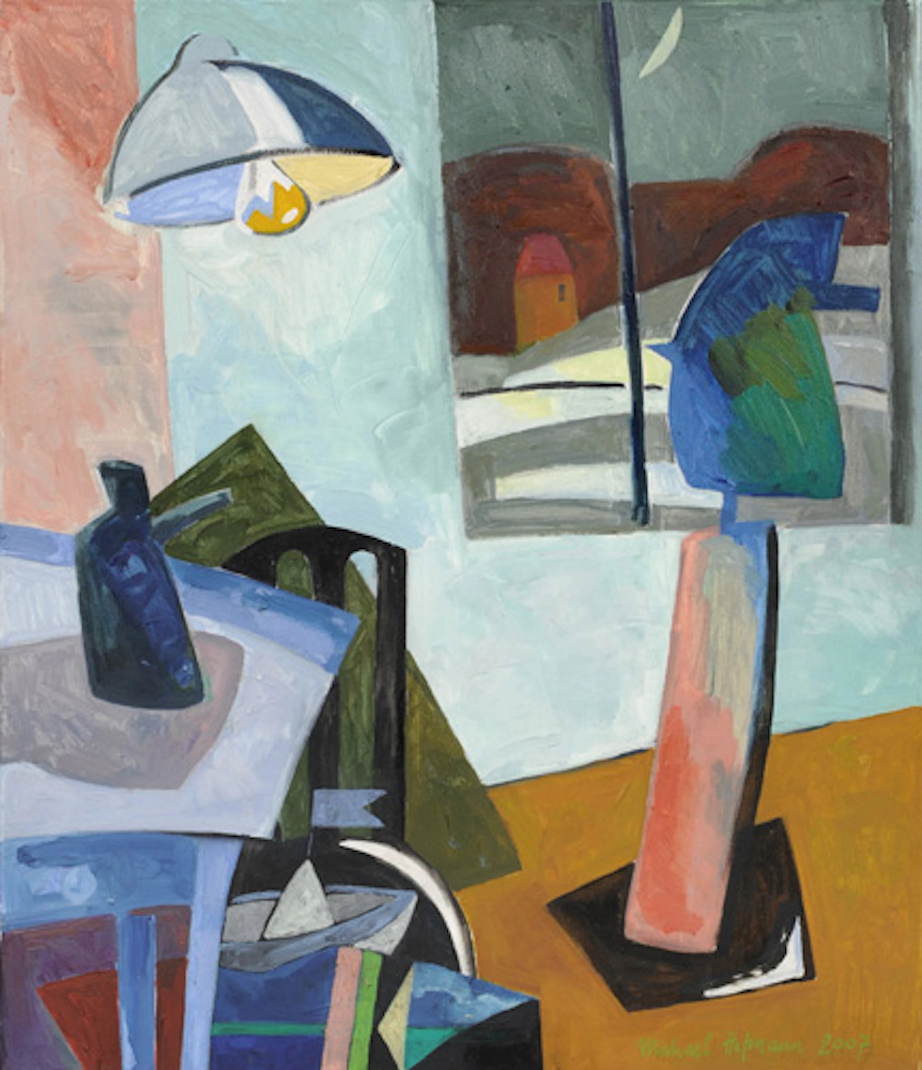 144 Michael Hofmann, Interieur mit Lampe und Tisch. 2007.