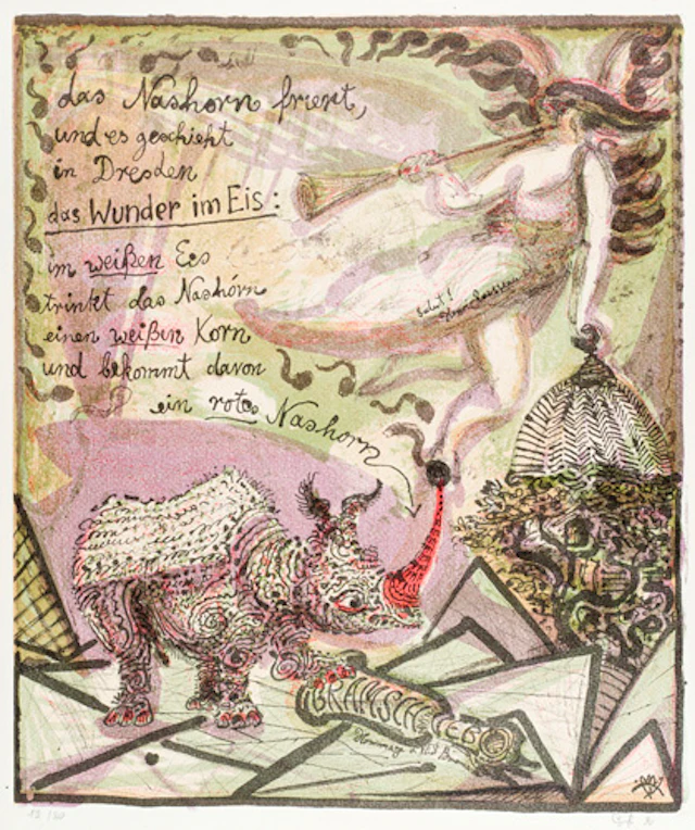 465 Peter Graf "Das Nashorn friert…". 1990.