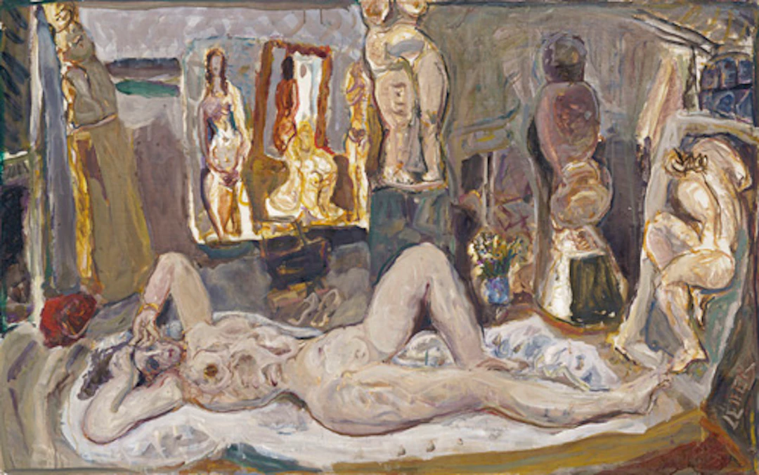 175 Horst Leifer, Liegender weiblicher Akt im Atelier. 1986.