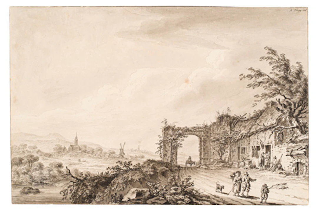231 Adrian Zingg, Landschaft nahe Manter (Normandie). Vor 1790, wohl 1759–1766.