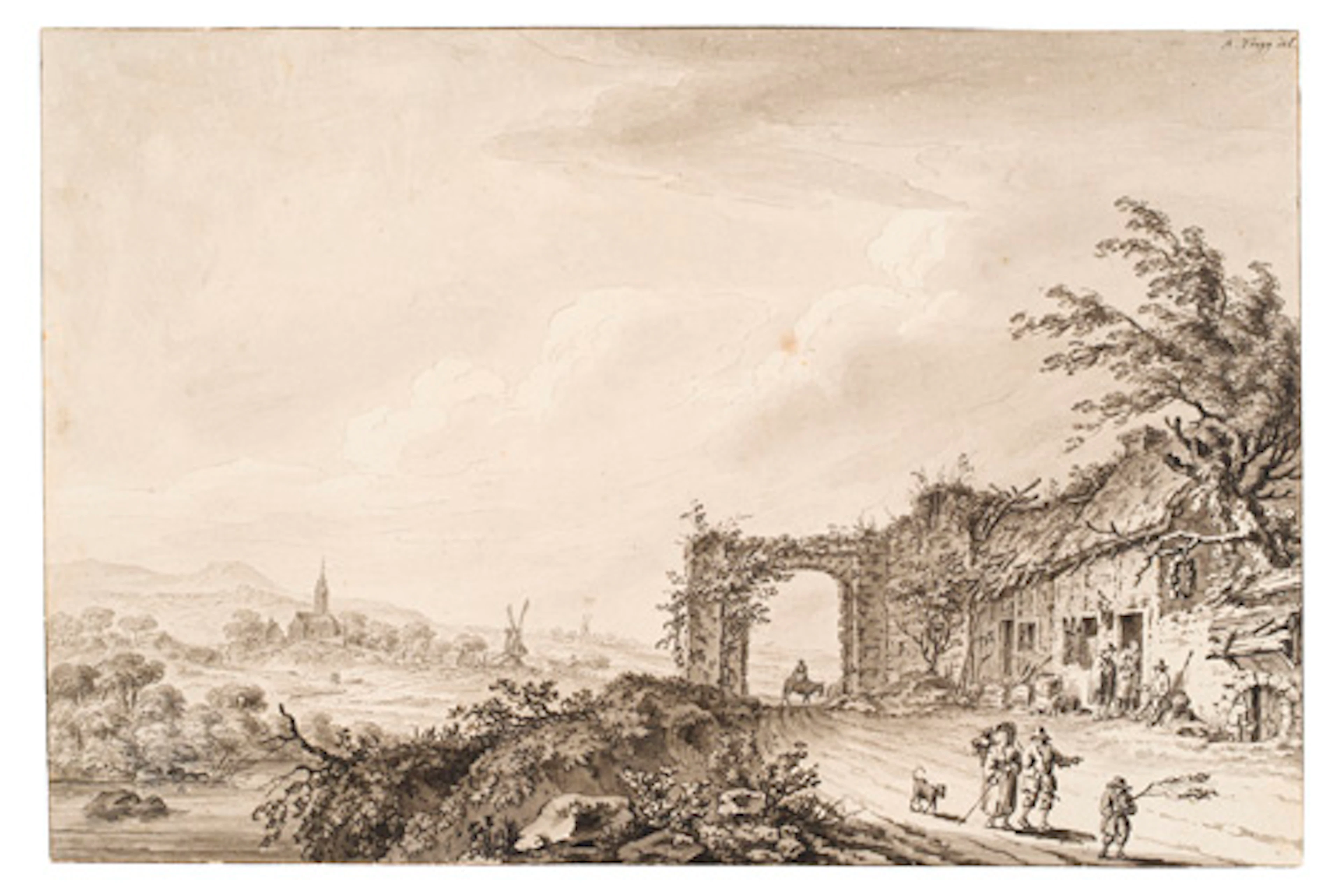 231 Adrian Zingg, Landschaft nahe Manter (Normandie). Vor 1790, wohl 1759–1766.