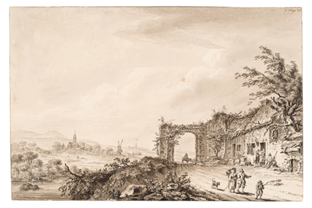 231 Adrian Zingg, Landschaft nahe Manter (Normandie). Vor 1790, wohl 1759–1766.