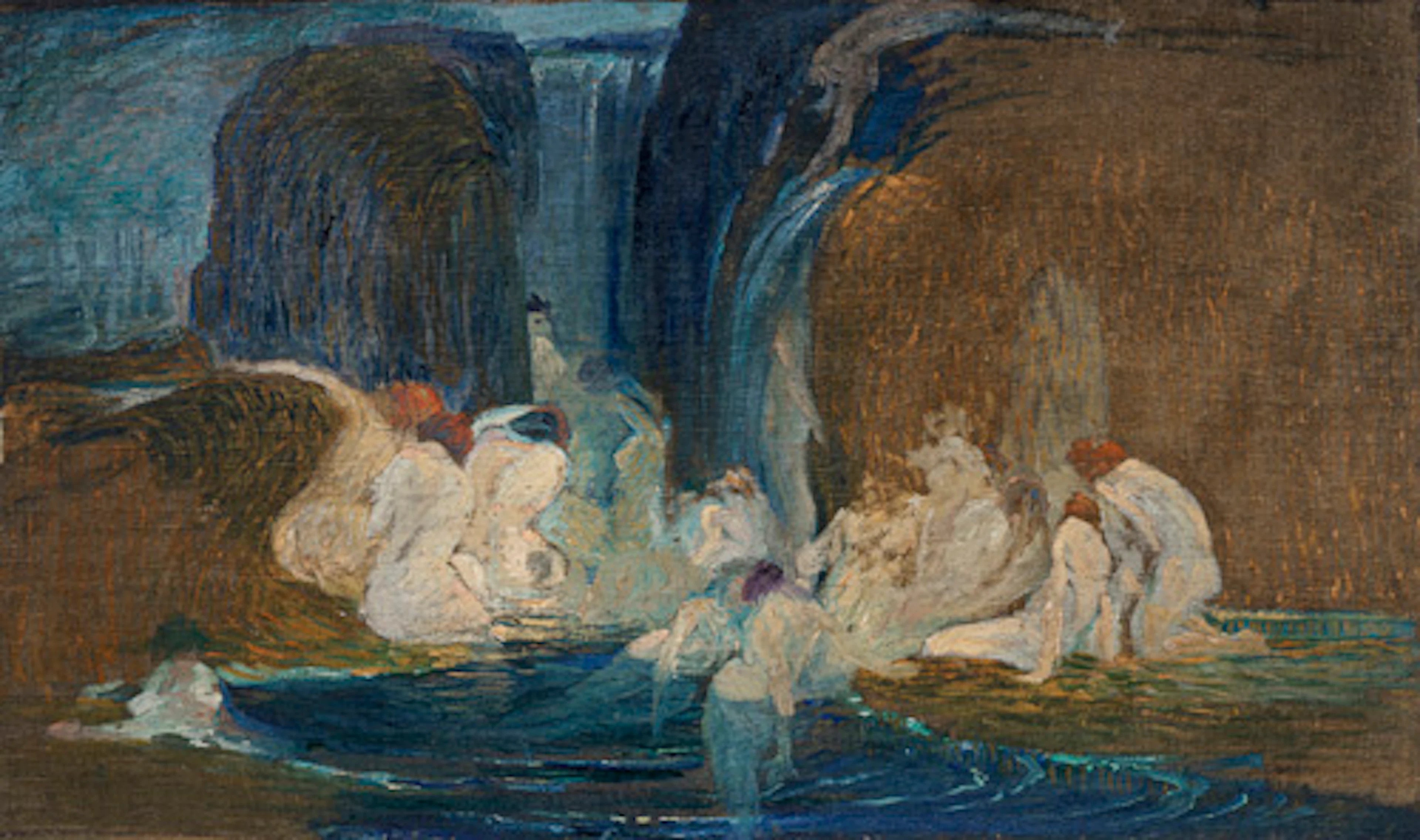 059 Ludwig von Hofmann (zugeschr.), Badende an der Grotte (Studie).