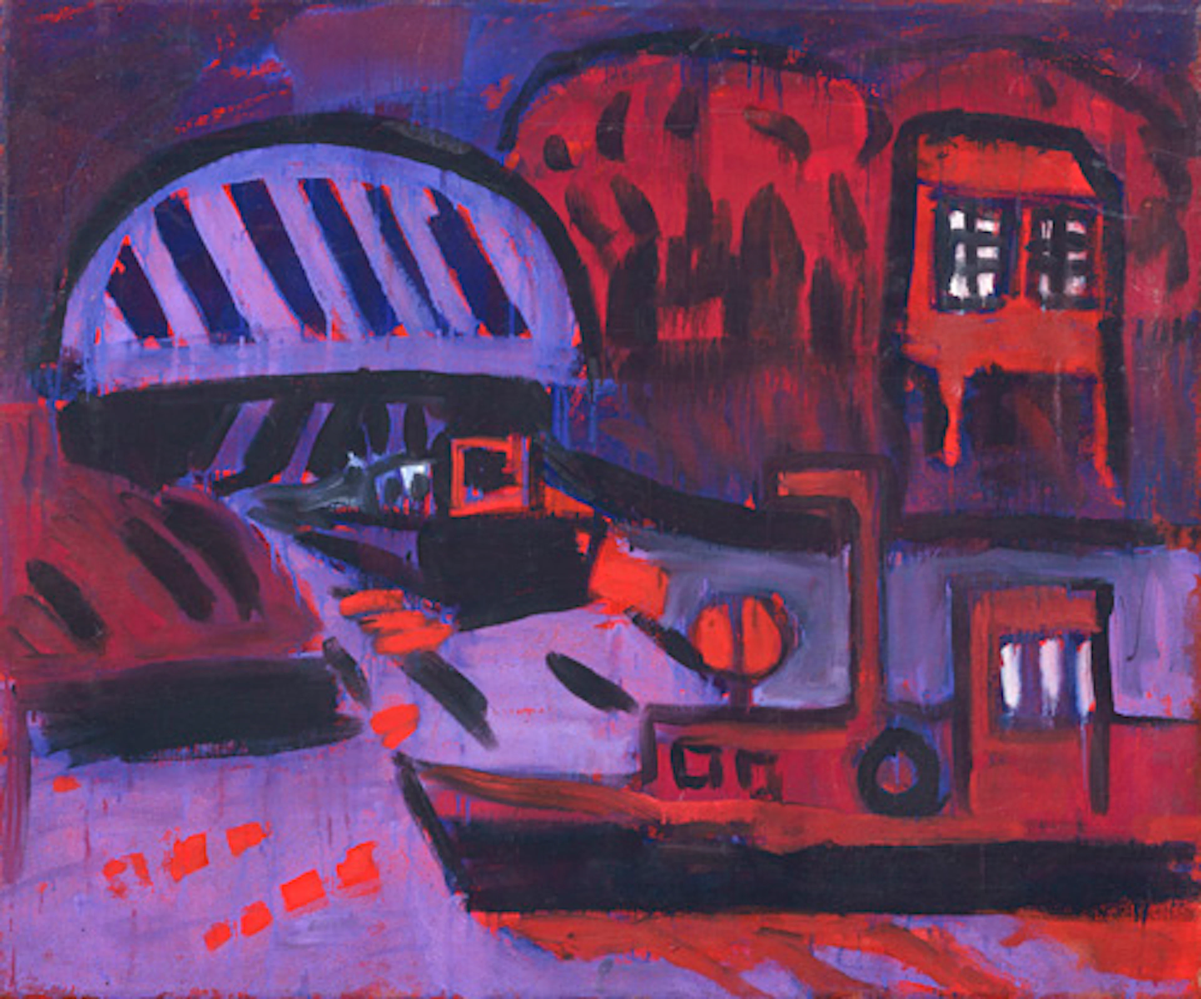 131 Lutz Fleischer "Hafeneinfahrt bei Nacht" (Dresden – Pieschen). 1981.