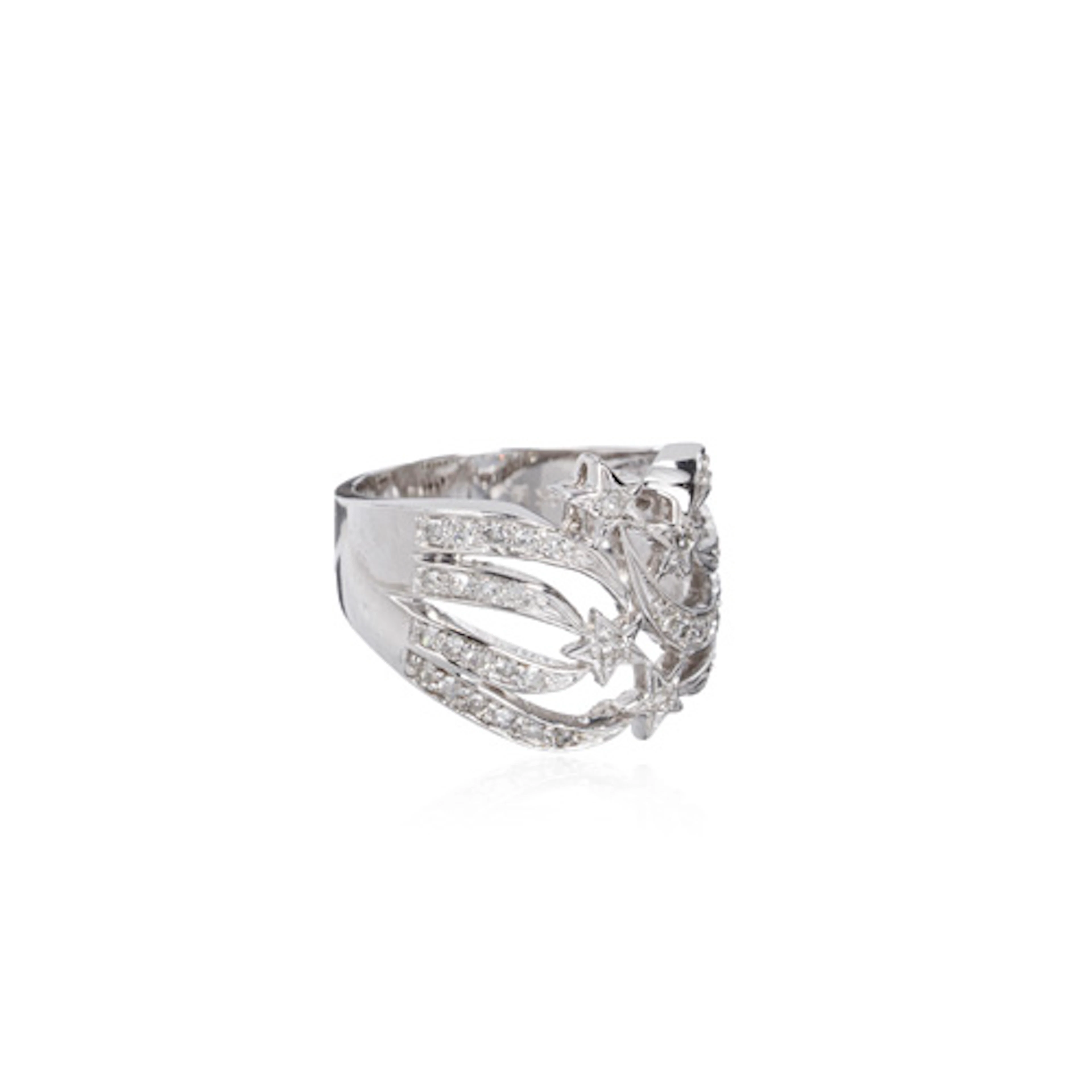 784 Weißgold-Bandring mit Diamant-Sternschweifen.