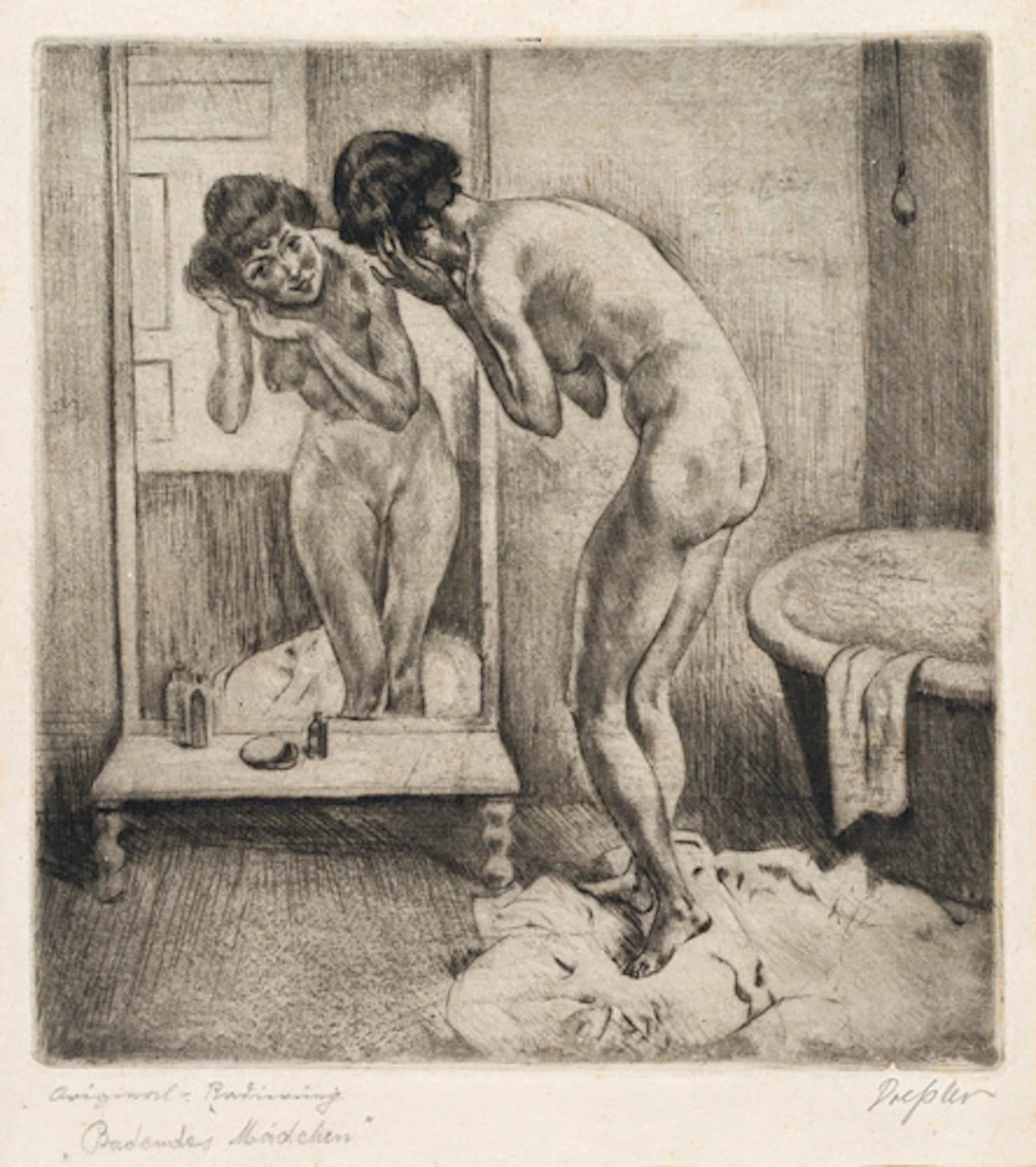 271 August Wilhelm Dressler "Badendes Mädchen" / Zwei Mädchen bei