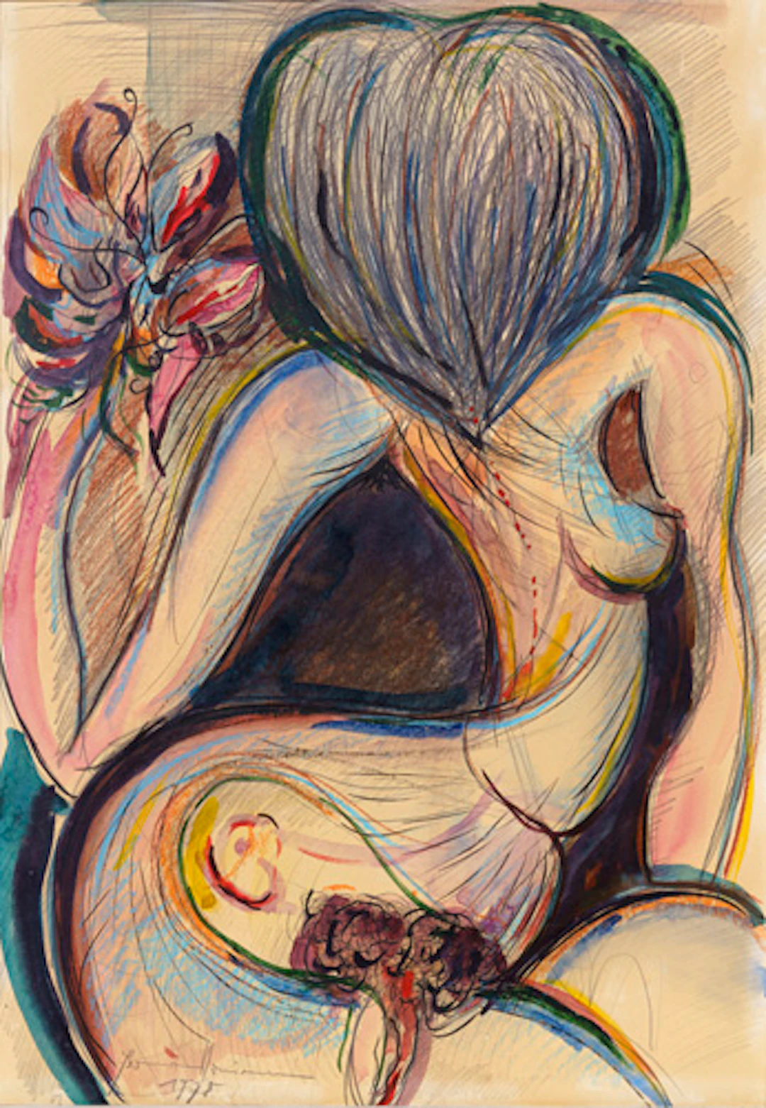 551 Hermann Naumann, Weiblicher Akt mit Amaryllis. 1978.