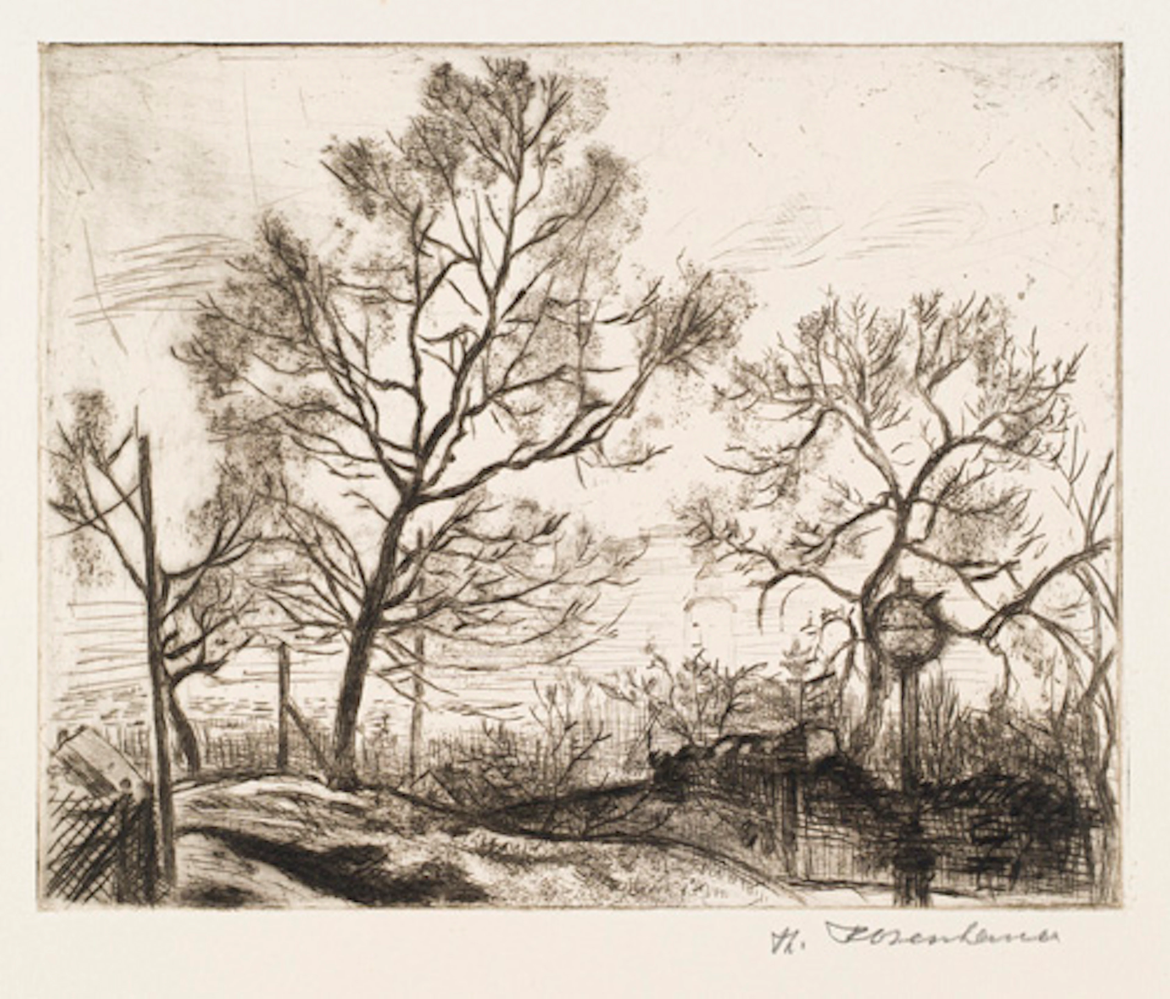 364 Theodor Rosenhauer "Straße mit Bäumen vor Radebeul". 1930er Jahre.