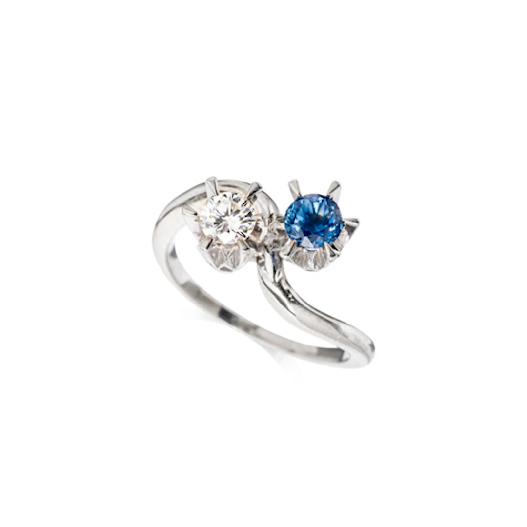 789 Toi-et-Moi-Ring mit Saphir und Brillant.