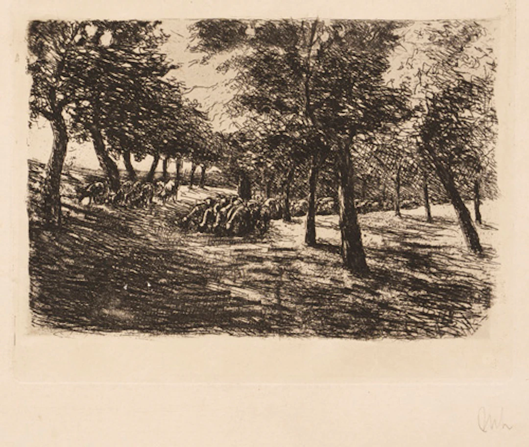 344 Max Liebermann "Schafherde unter Bäumen". 1892.