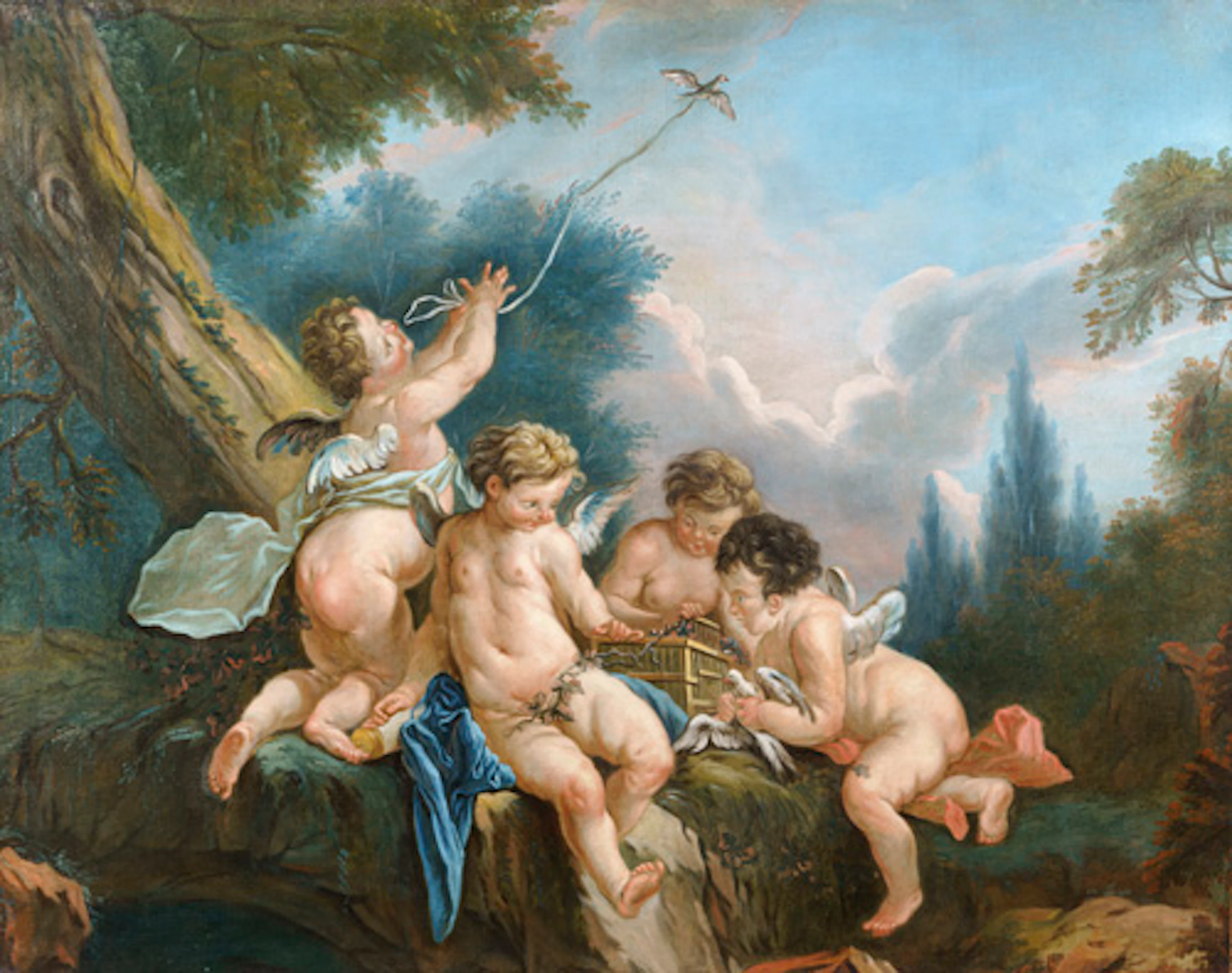 009 François Boucher "L'Amour Oiseleur". 1725. Formatveränderte Kopie. Um 1800.