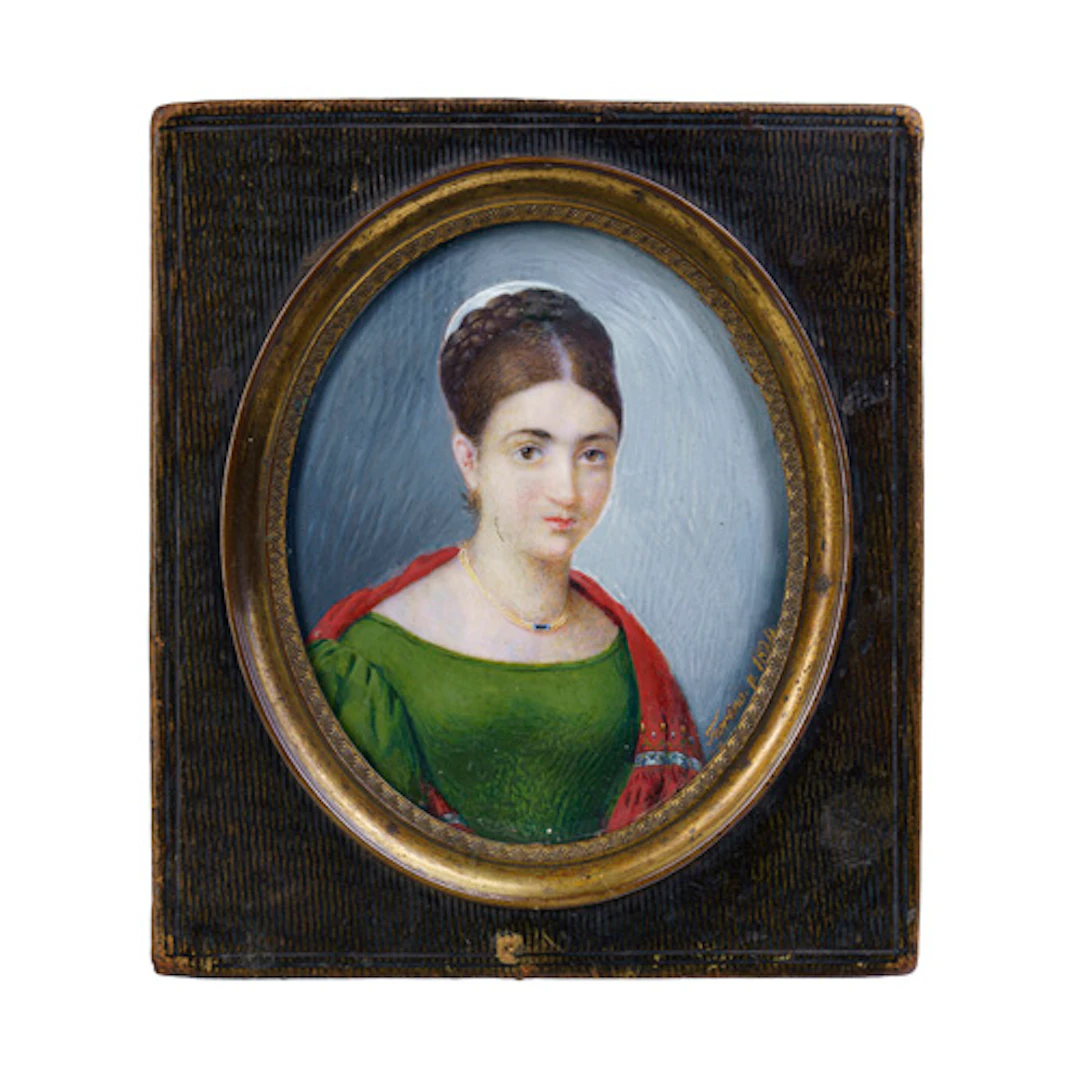 020 Jeremias David Fiorino (zugeschr.), Porträtminiatur der Olimpia