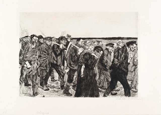 324 Käthe Kollwitz "Weberzug". 1893–1897. Späterer Abzug von 1931-1941.