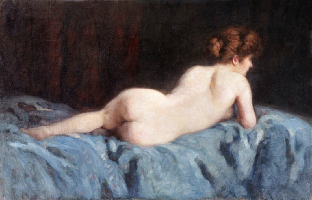 100 Unbekannter Impressionist, Liegender weiblicher Akt. Spätes 19. Jh.