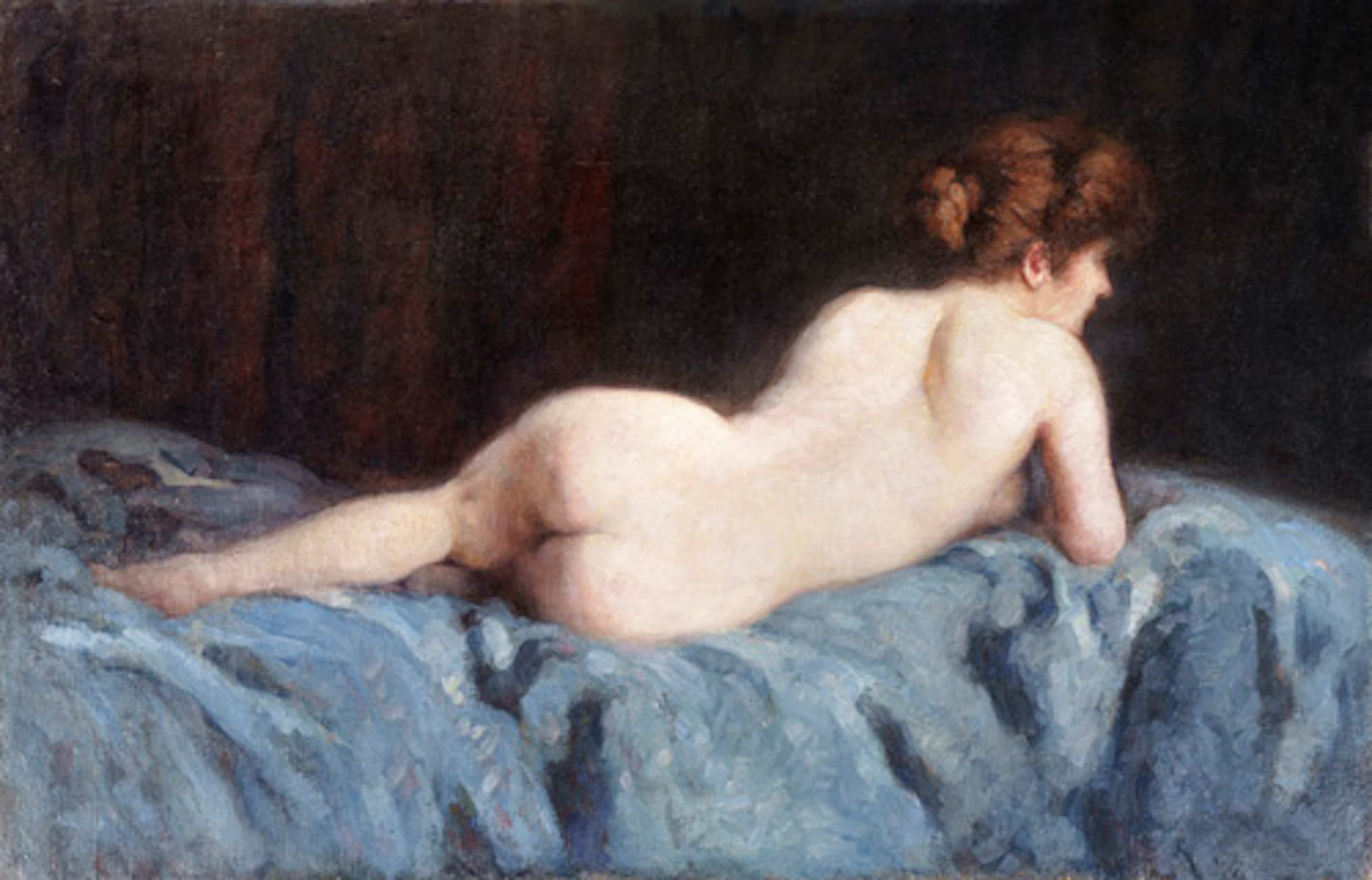 100 Unbekannter Impressionist, Liegender weiblicher Akt. Spätes 19. Jh.