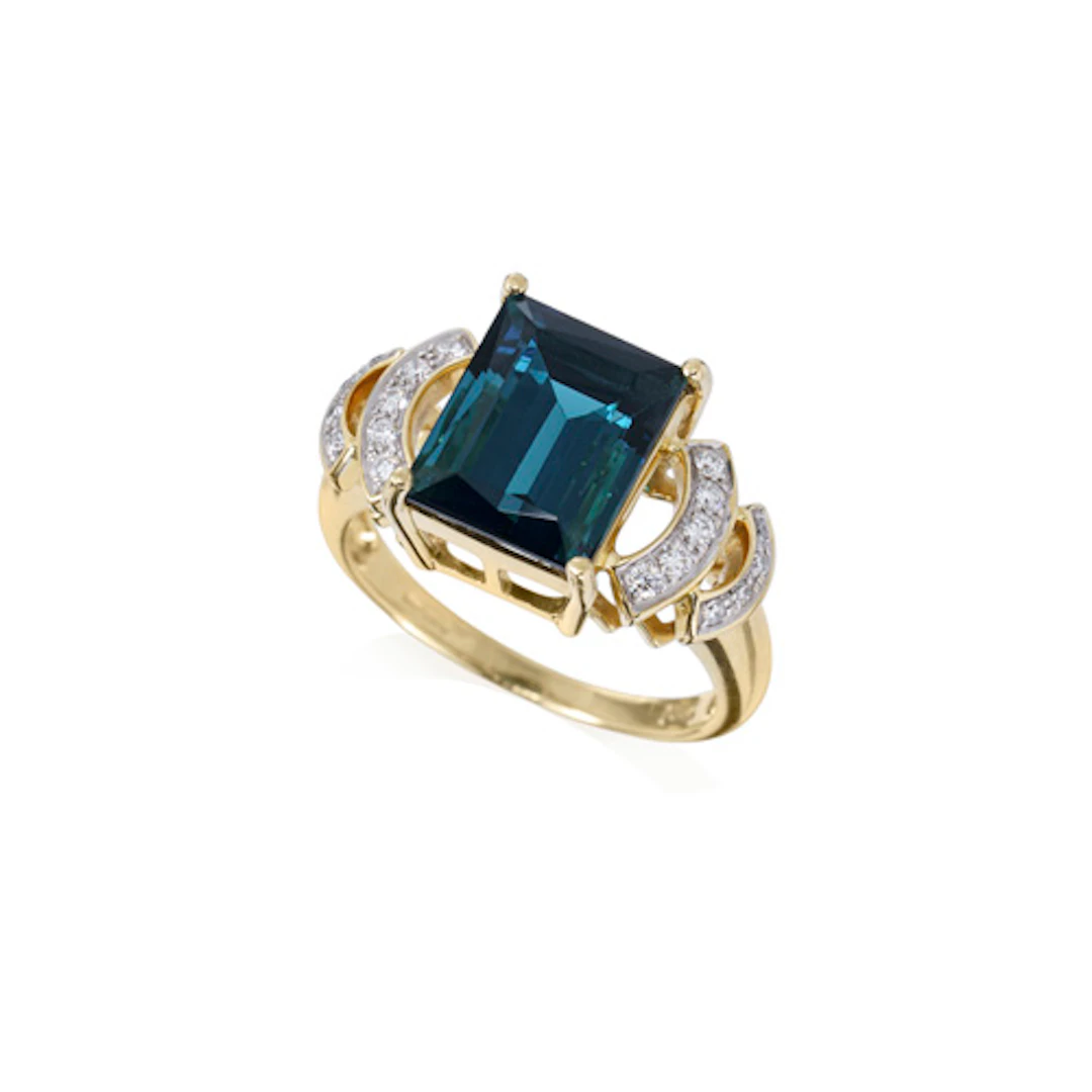 792 Gelbgoldring mit Topas-Solitär (ca. 5,7 ct).