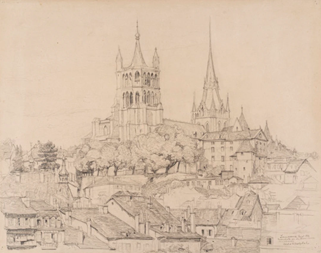 384 Otto Westphal "Kathedrale von Lausanne" / Ruelle in Lausanne. 1912.