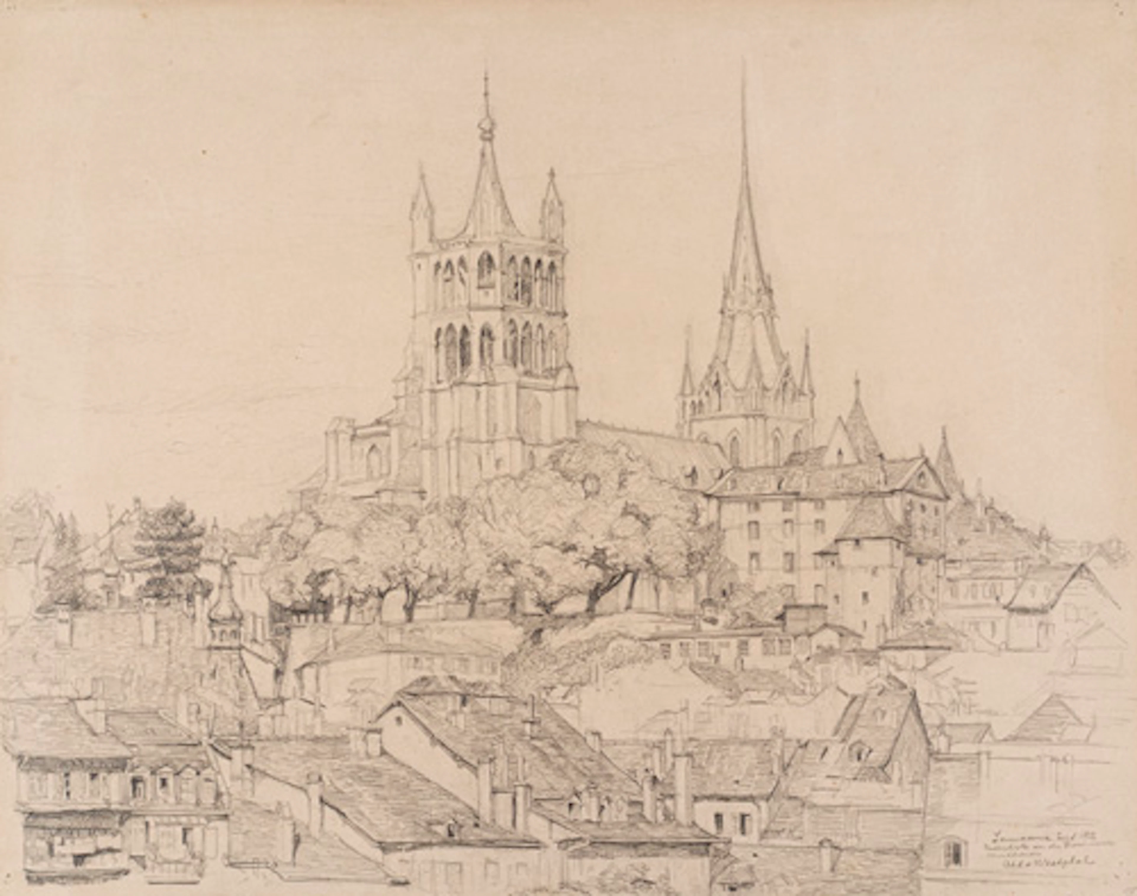 384 Otto Westphal "Kathedrale von Lausanne" / Ruelle in Lausanne. 1912.