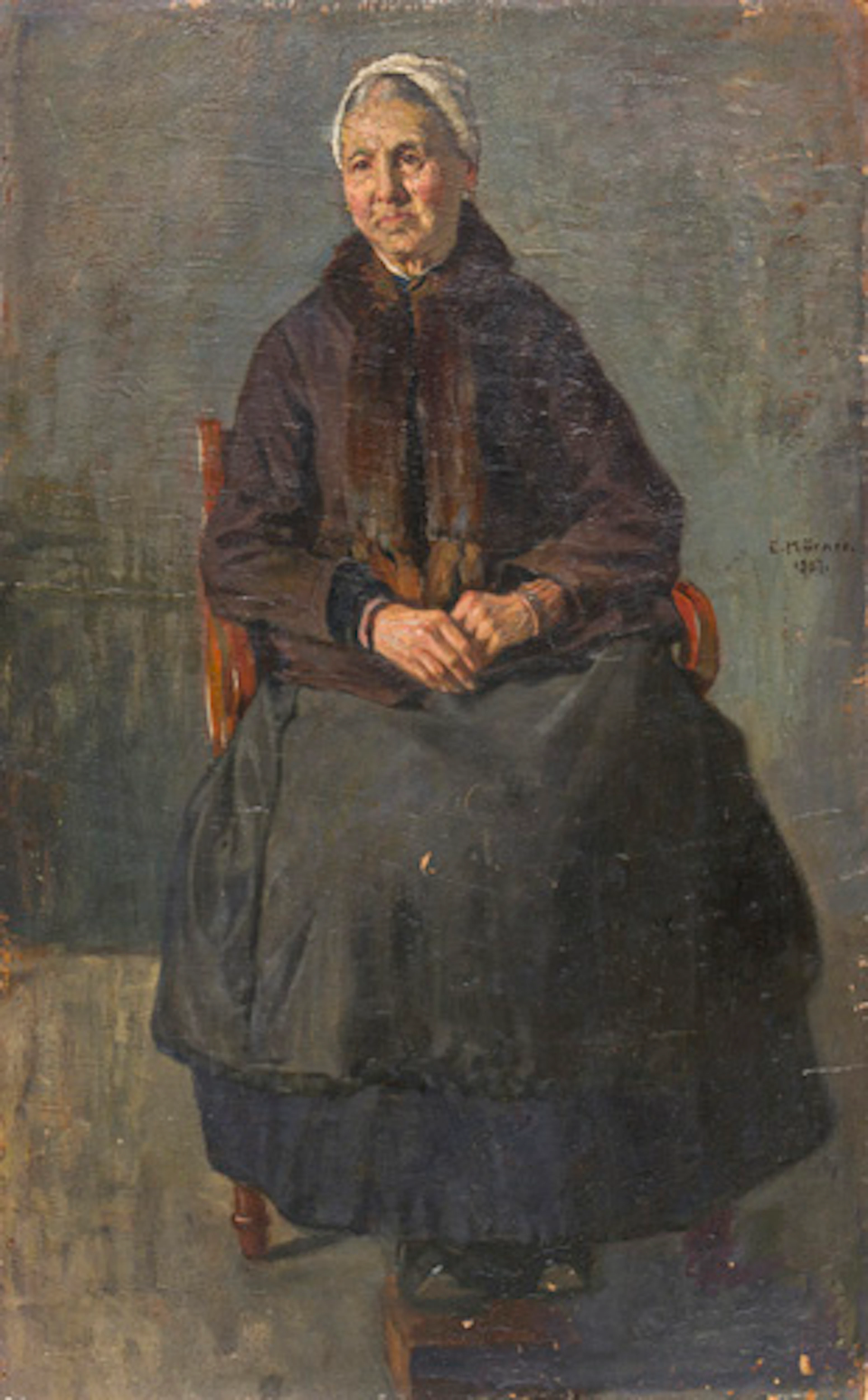 067 Edmund Körner, Bildnis einer Frau mit weißer Haube. 1907.