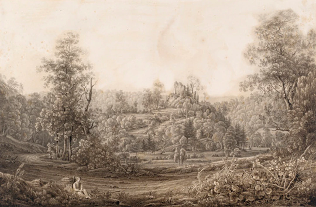 234 Adrian Zingg, Landschaft mit Burgruine. Wohl Mitte 19. Jh. Nachfolger