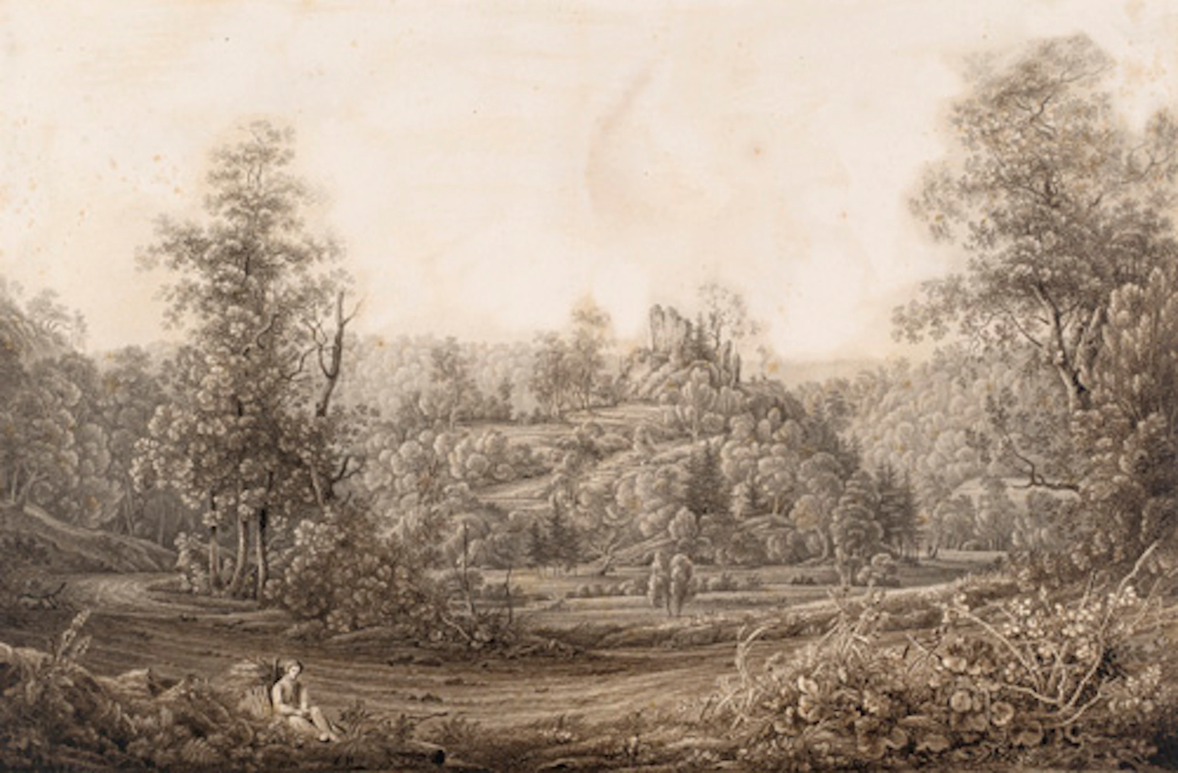 234 Adrian Zingg, Landschaft mit Burgruine. Wohl Mitte 19. Jh. Nachfolger