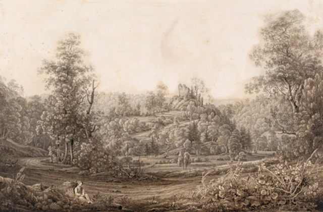 234 Adrian Zingg, Landschaft mit Burgruine. Wohl Mitte 19. Jh. Nachfolger