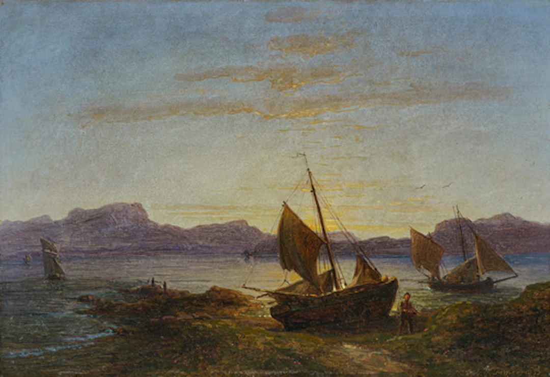 025 Carl Robert Kummer "Boote am abendlichen Ufer". 1885.