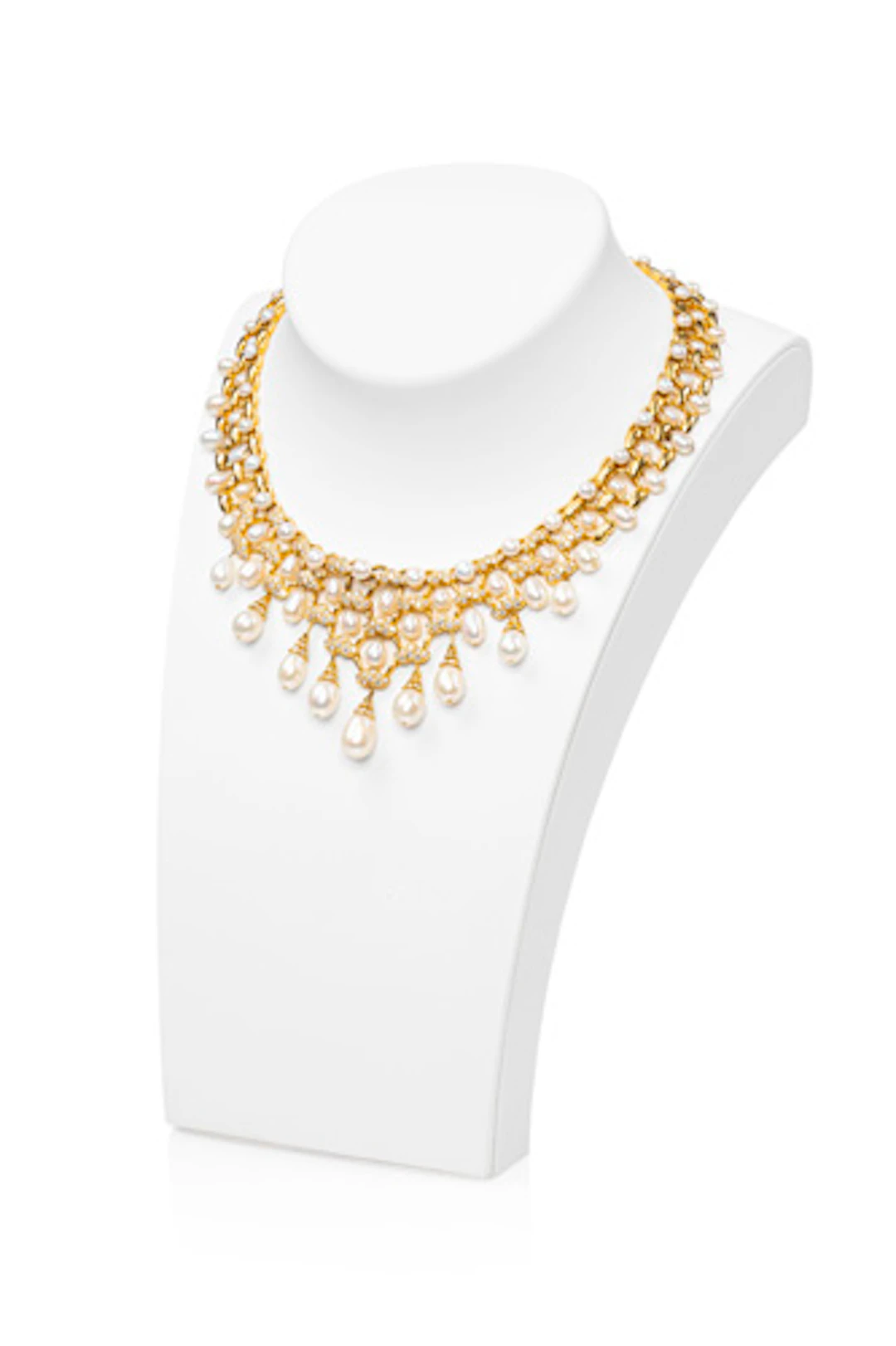 751 Opulenter Kaskaden-Choker und Ohrhänger mit Brillanten und Perlen.