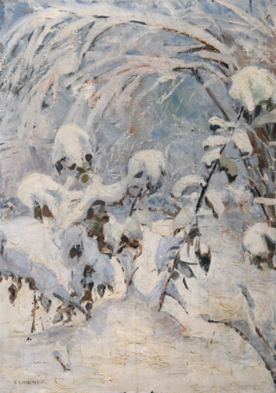 204 Elsa Sturm-Lindner, Winterlicher Garten. Wohl 1950er Jahre.