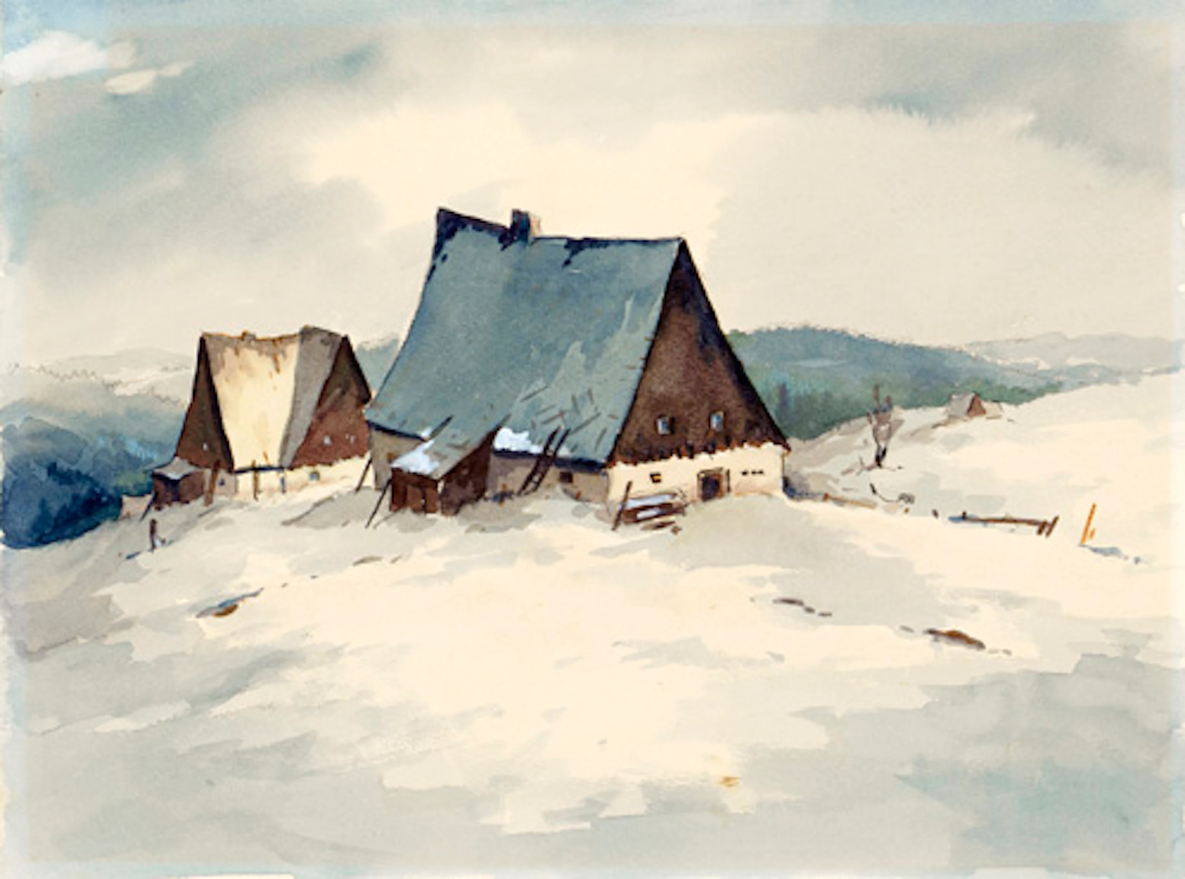 427 Willy Becker, Häuser in Schellerhau, Osterzgebirge. Wohl 1970er Jahre.