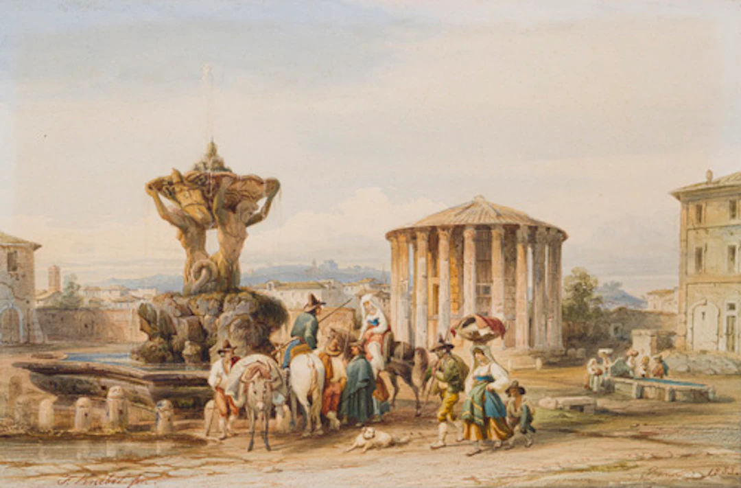 242 Franz Knebel d.J., Das Forum Boarium mit dem Tempel des Hercules