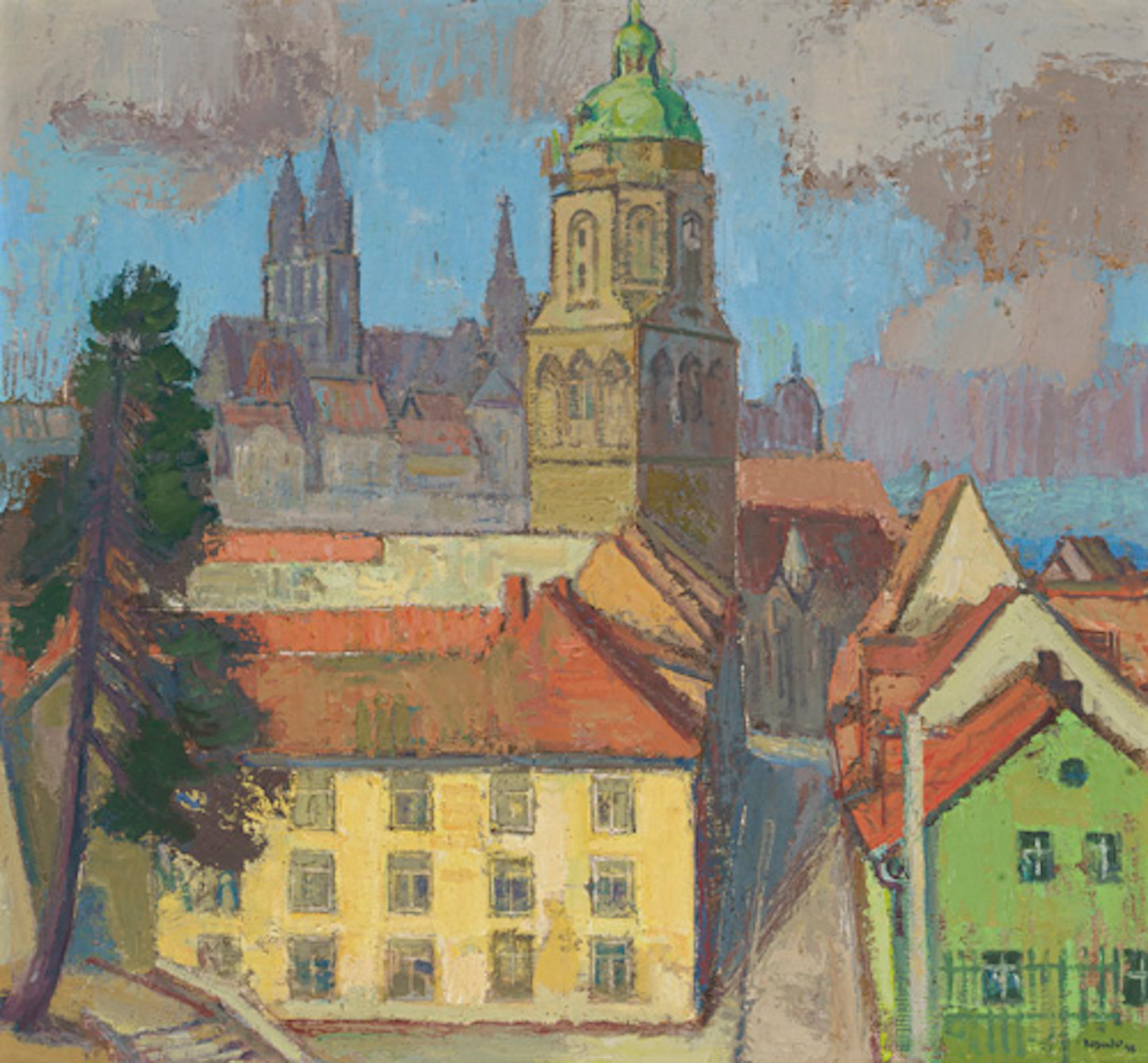 115 Rudolf Bergander "Meissen mit Frauenkirche". 1948.