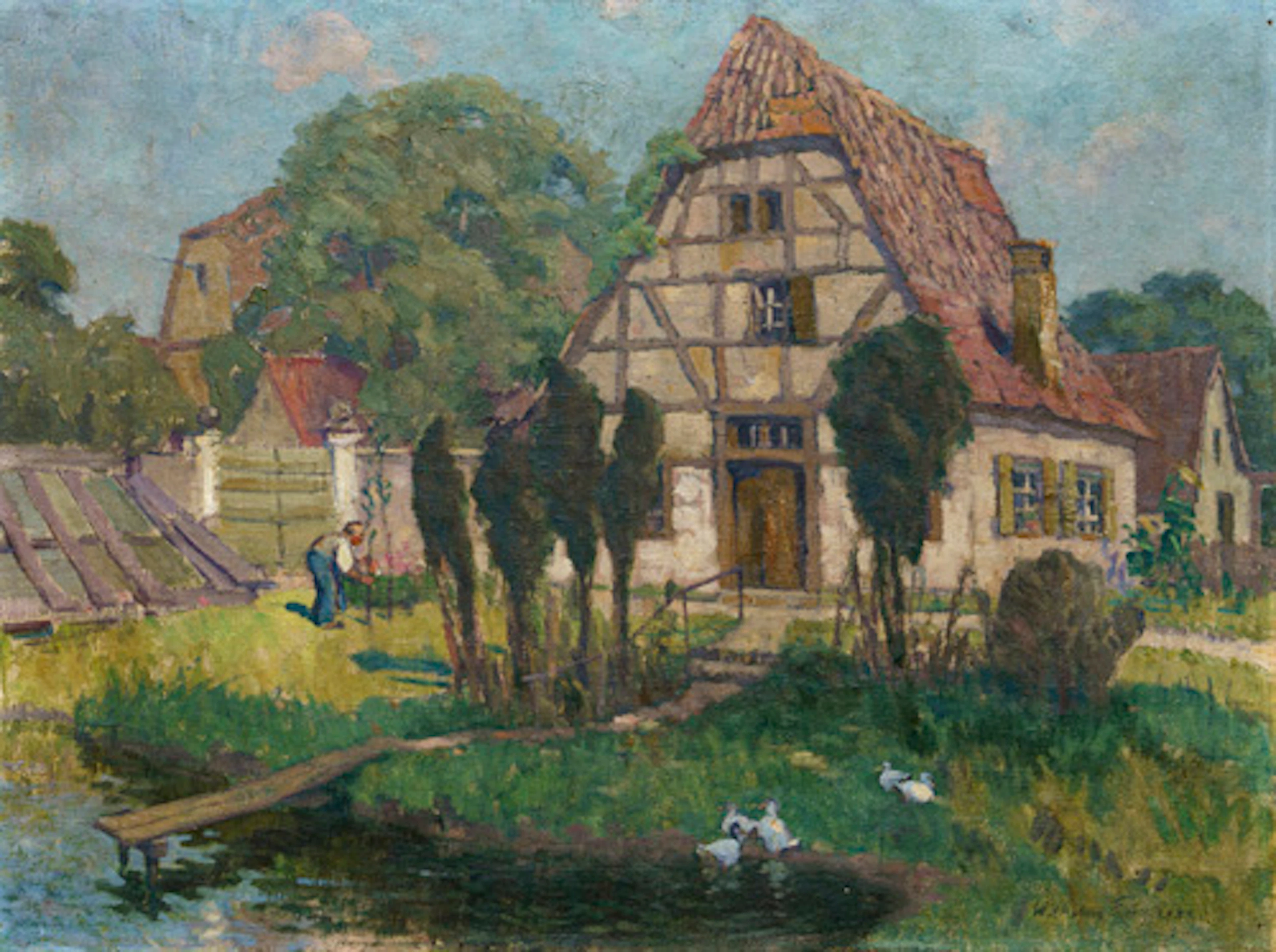 049 Wilhelm Eller, Sächsische Dorflandschaft im Sommer. 1922.