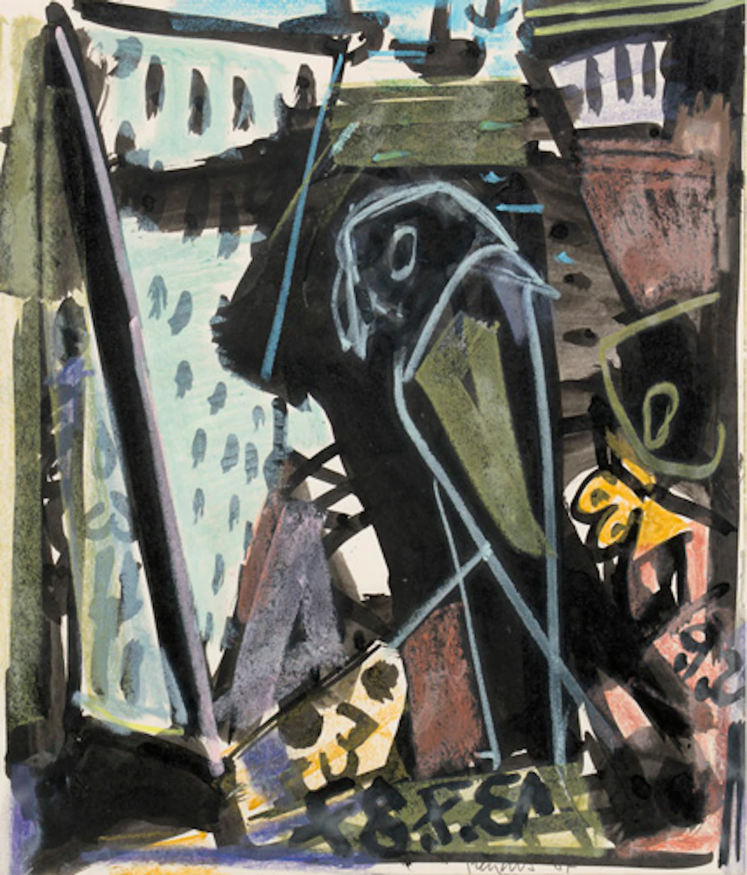 554 Stefan Plenkers, Vogelfigur / Ohne Titel / Landschaft. 1987.